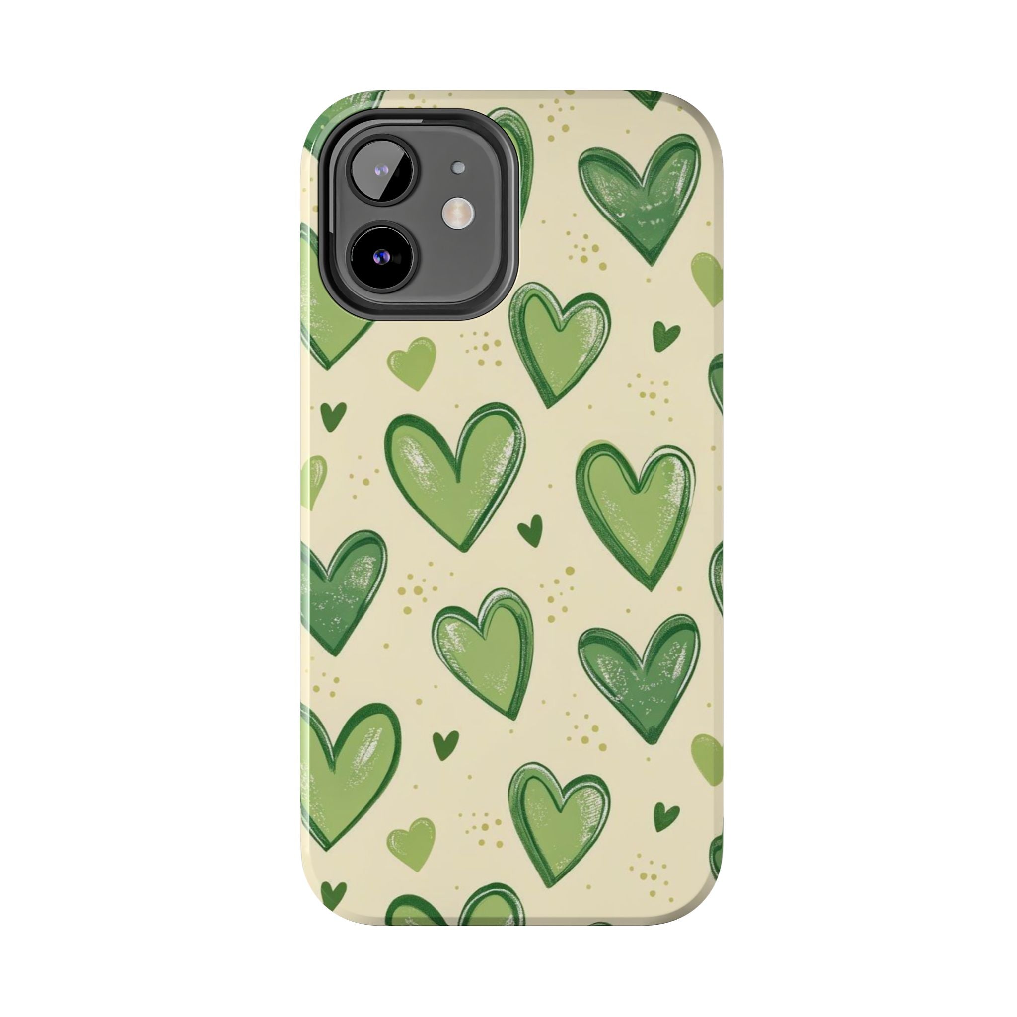 Cute Hand-Drawn Green Hearts