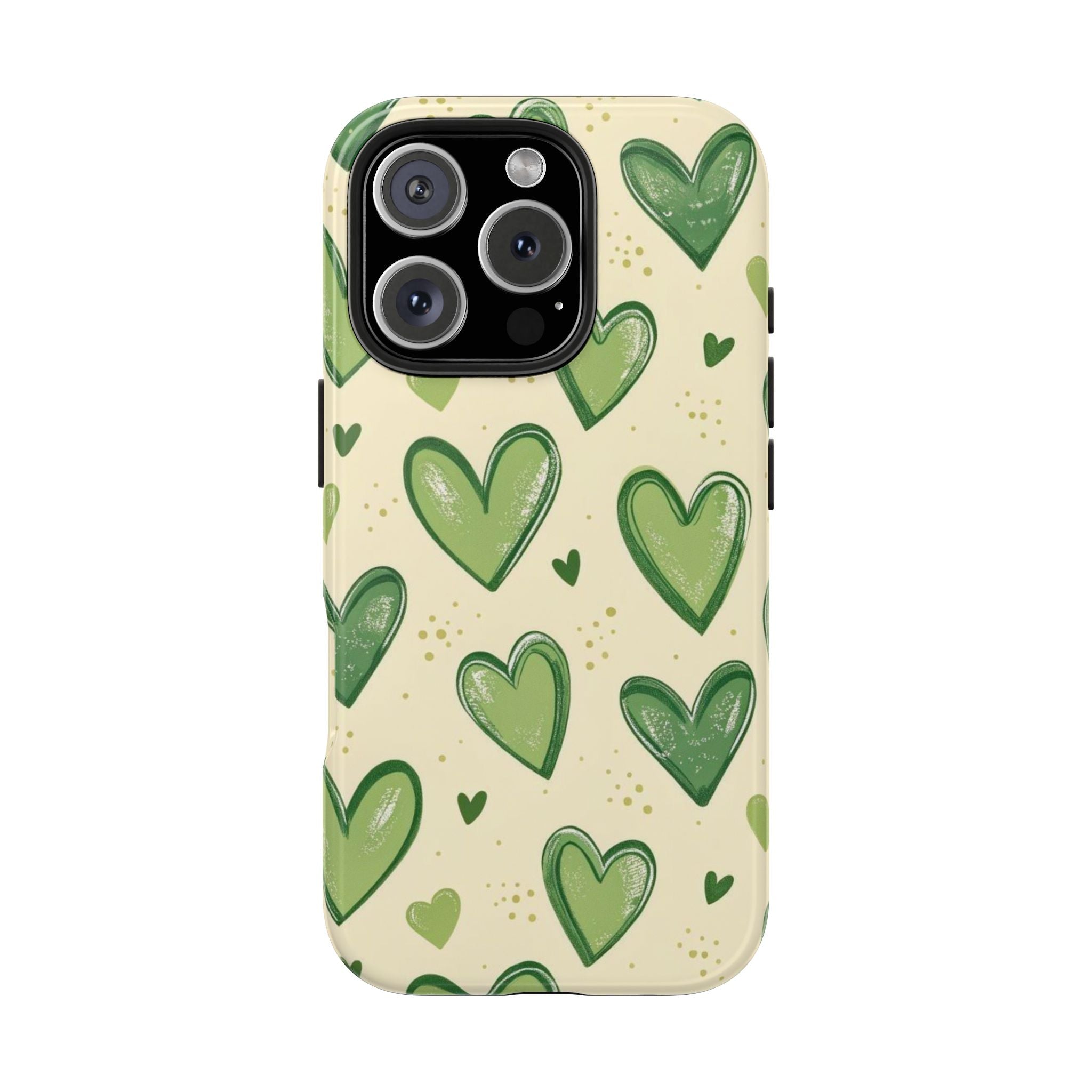 Cute Hand-Drawn Green Hearts
