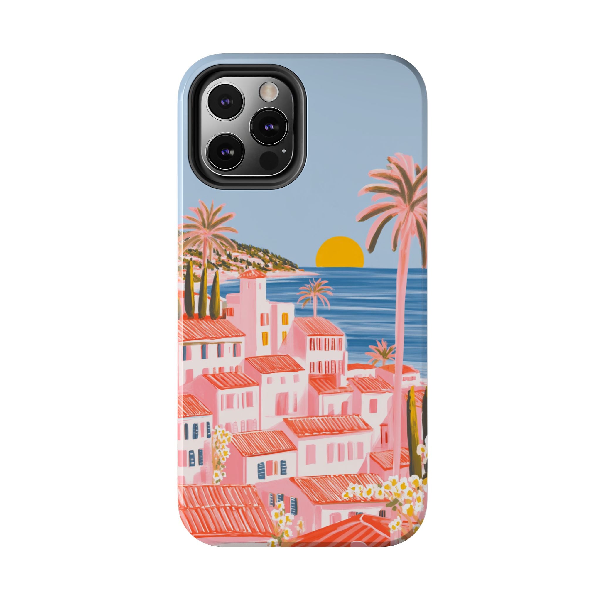 Pink Coastal Sunset Town