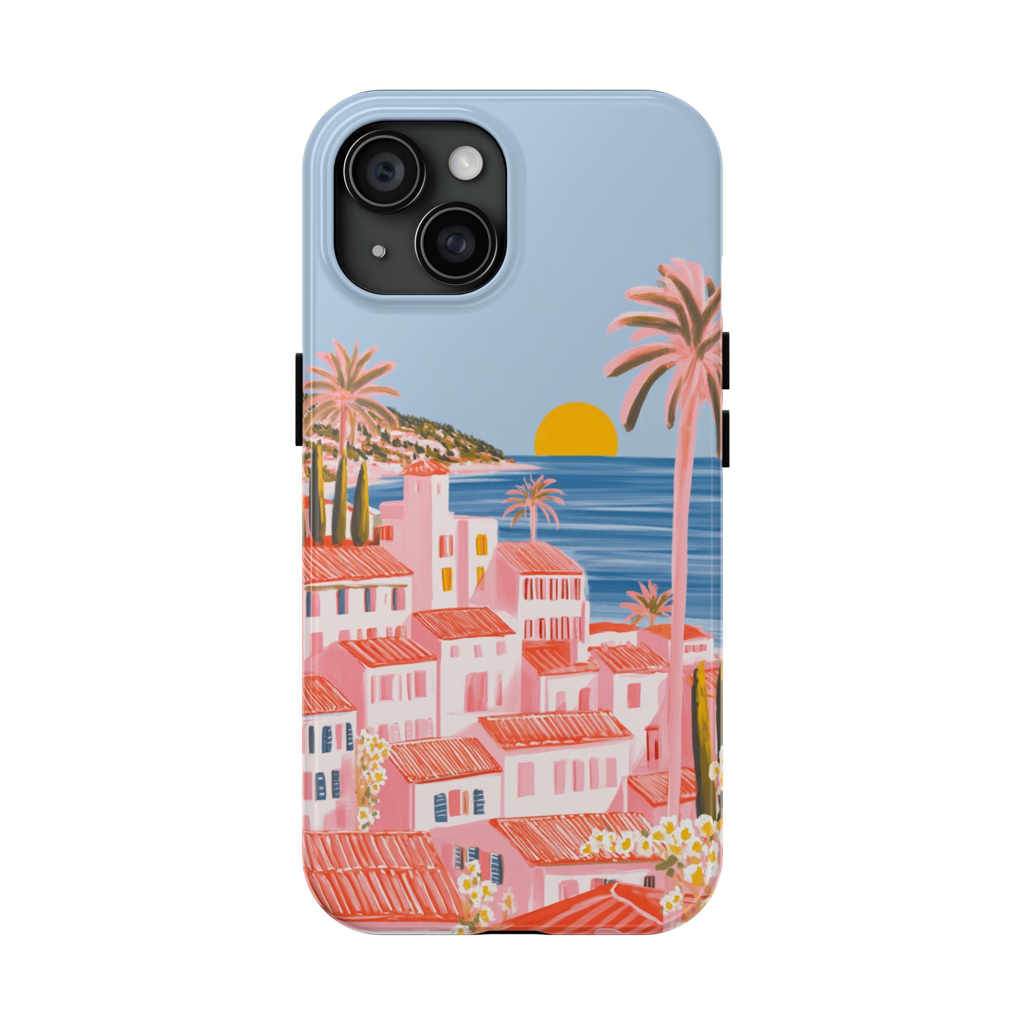 Pink Coastal Sunset Town