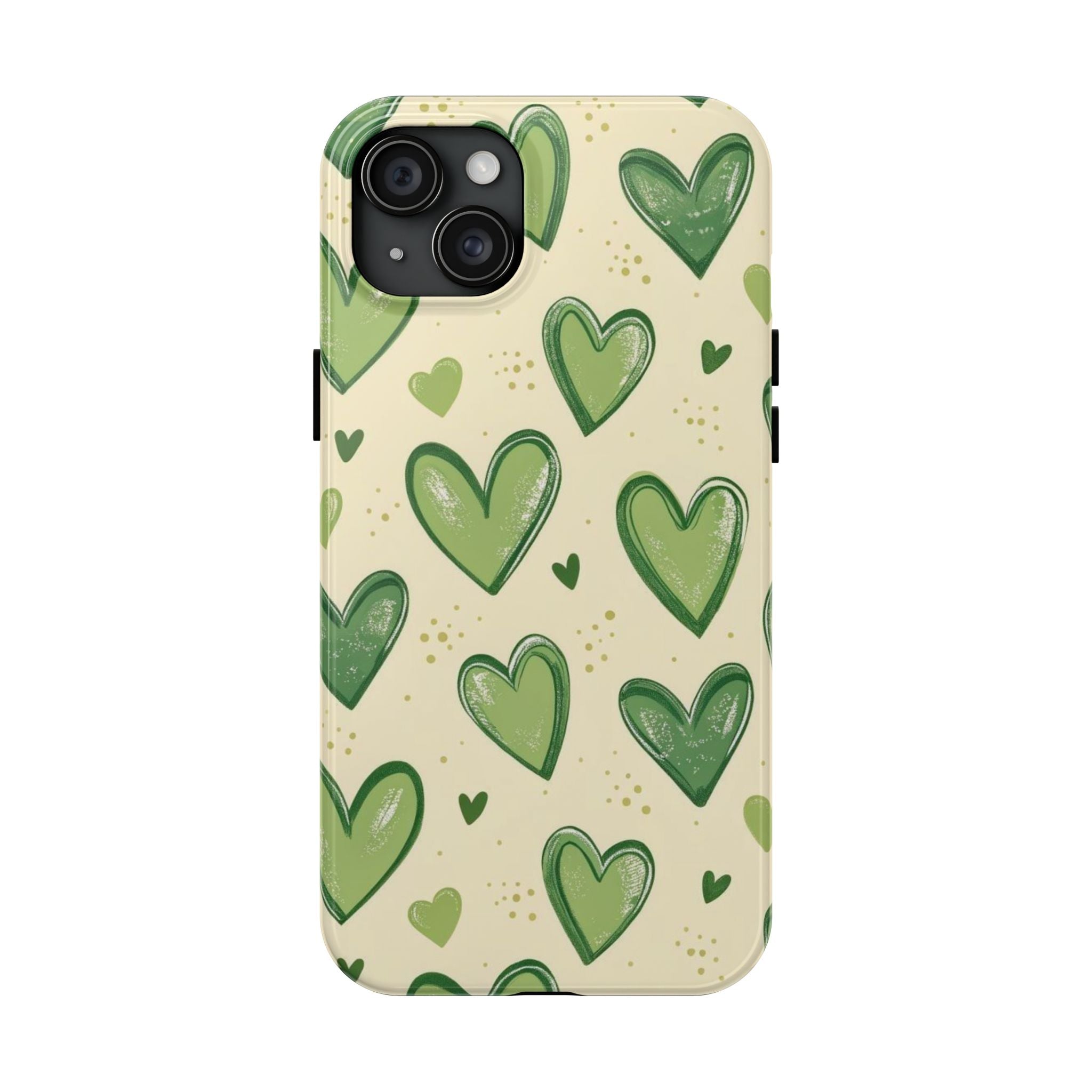 Cute Hand-Drawn Green Hearts