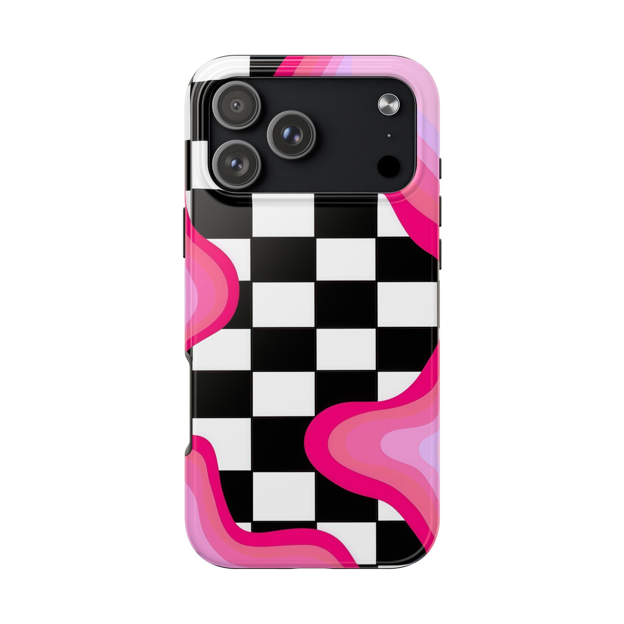 Checkered Pink Retro Wavy