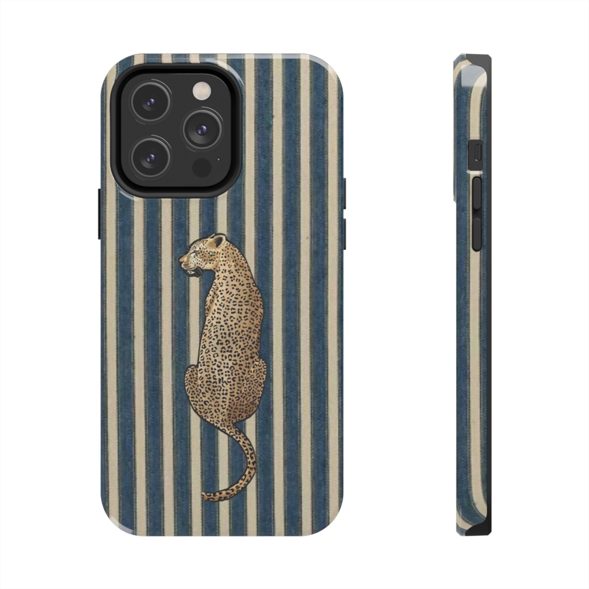 Leopard Vintage Blue Stripe