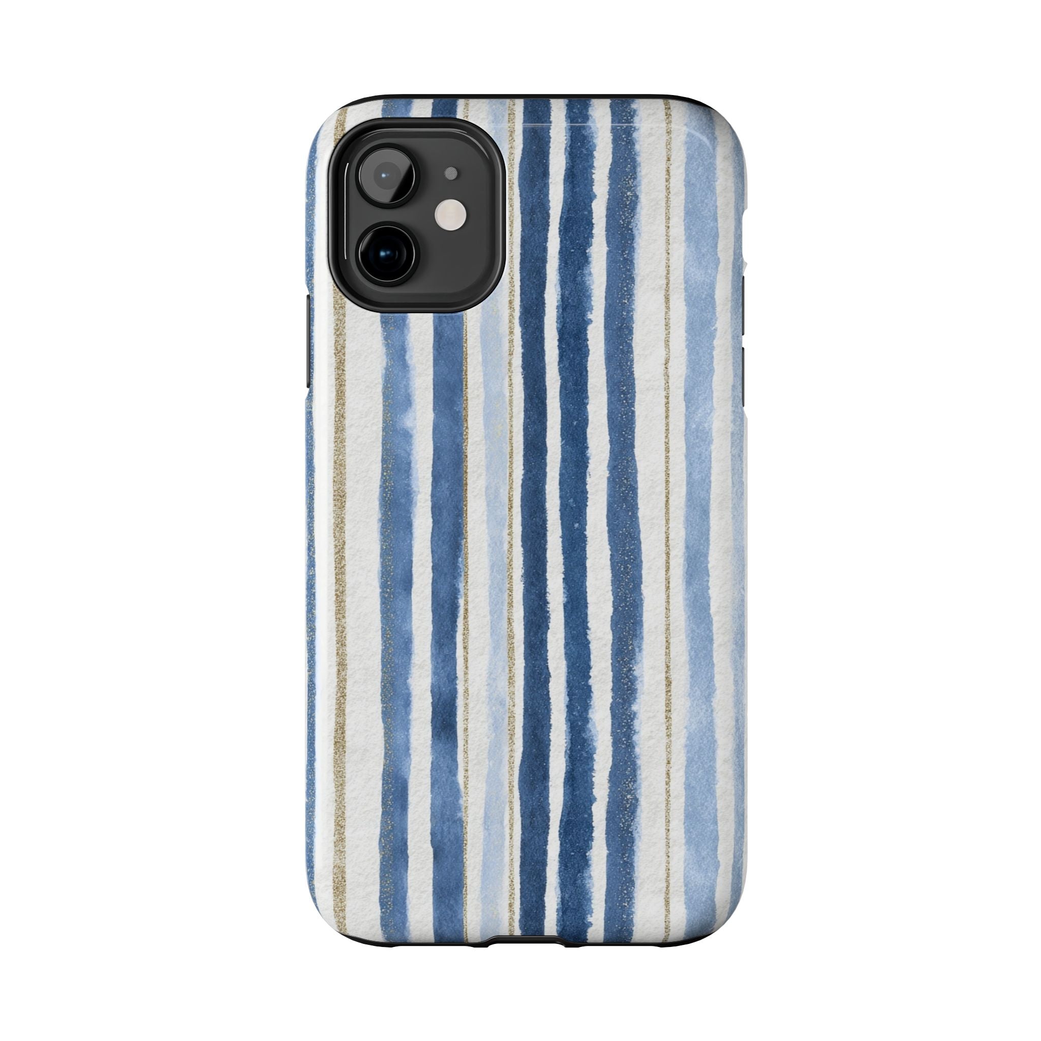 Blue Nautical Watercolor Vertical Stripes