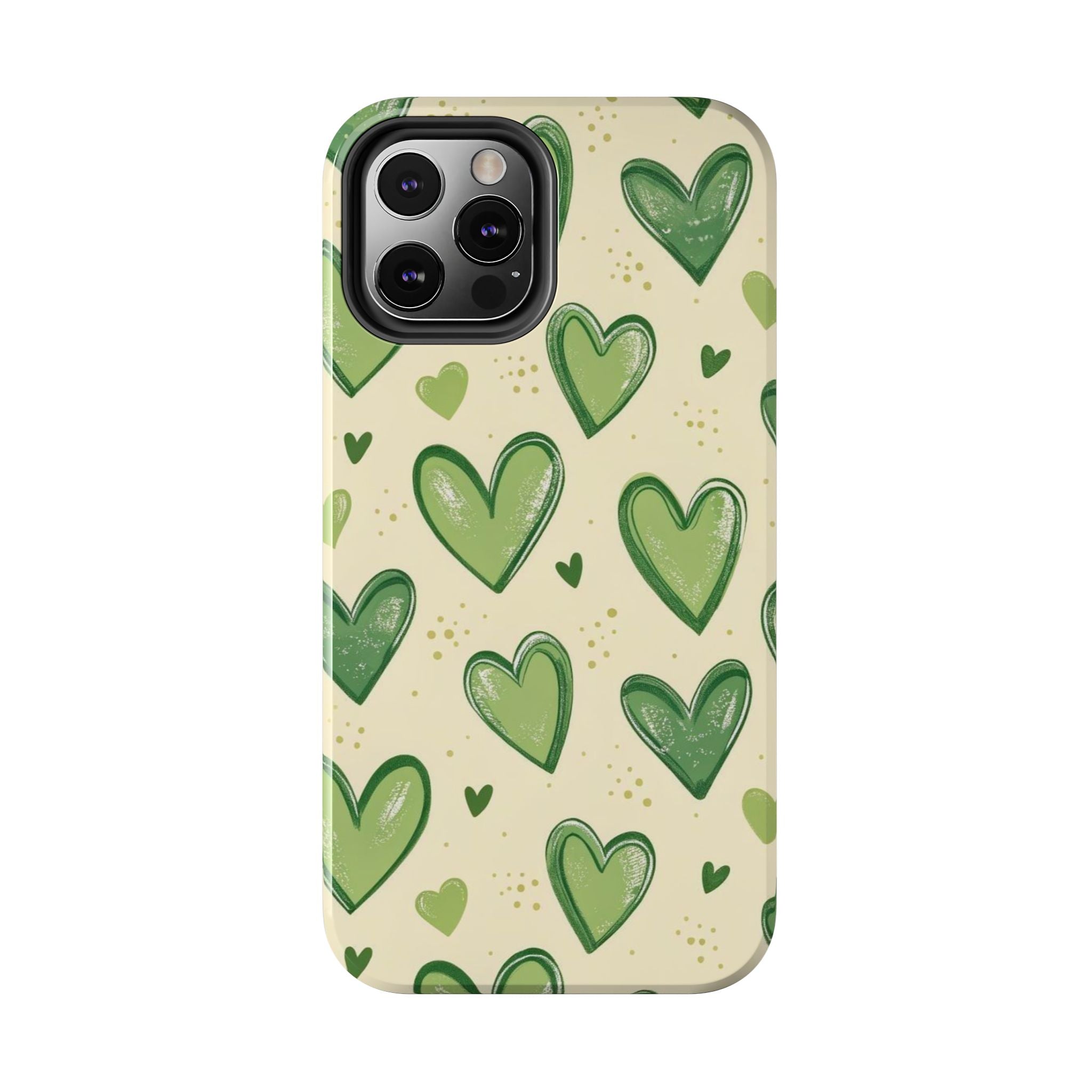 Cute Hand-Drawn Green Hearts