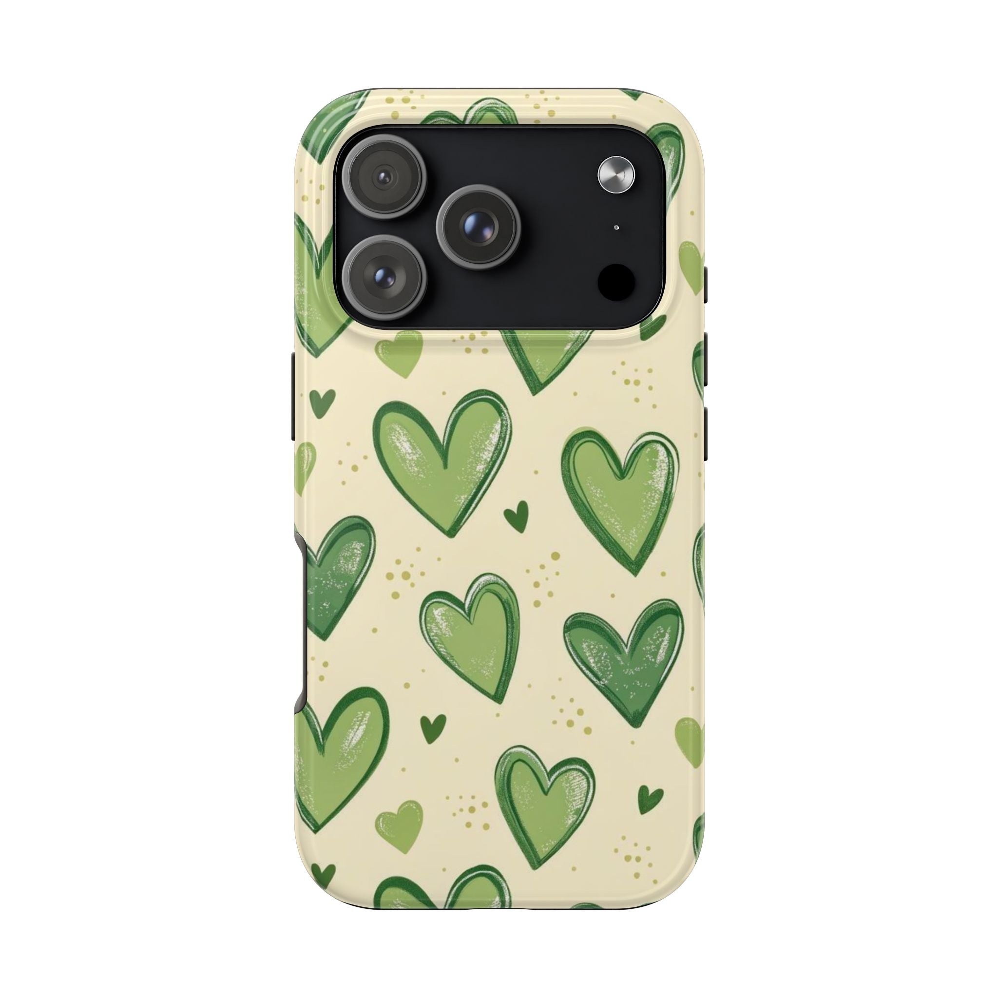 Cute Hand-Drawn Green Hearts