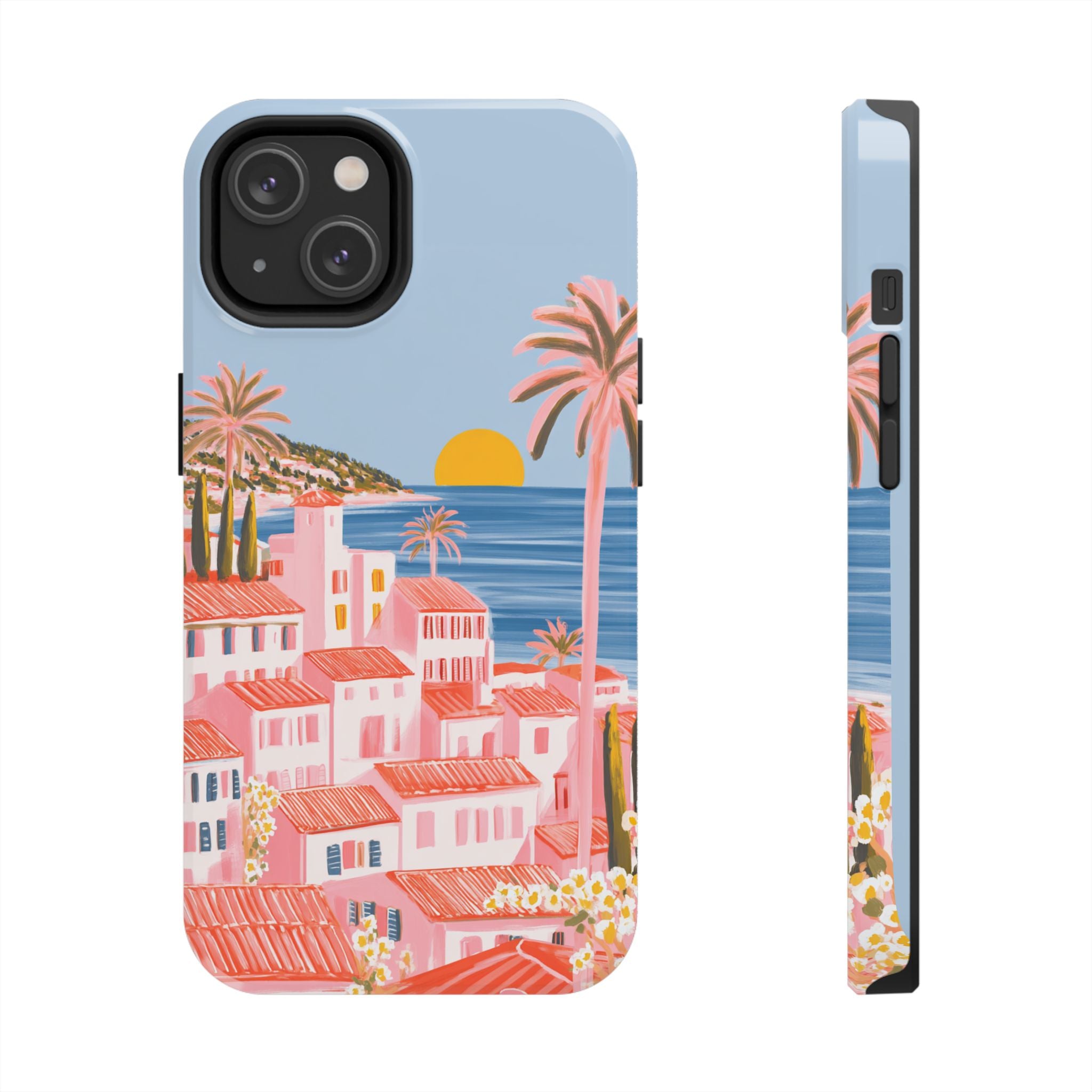 Pink Coastal Sunset Town