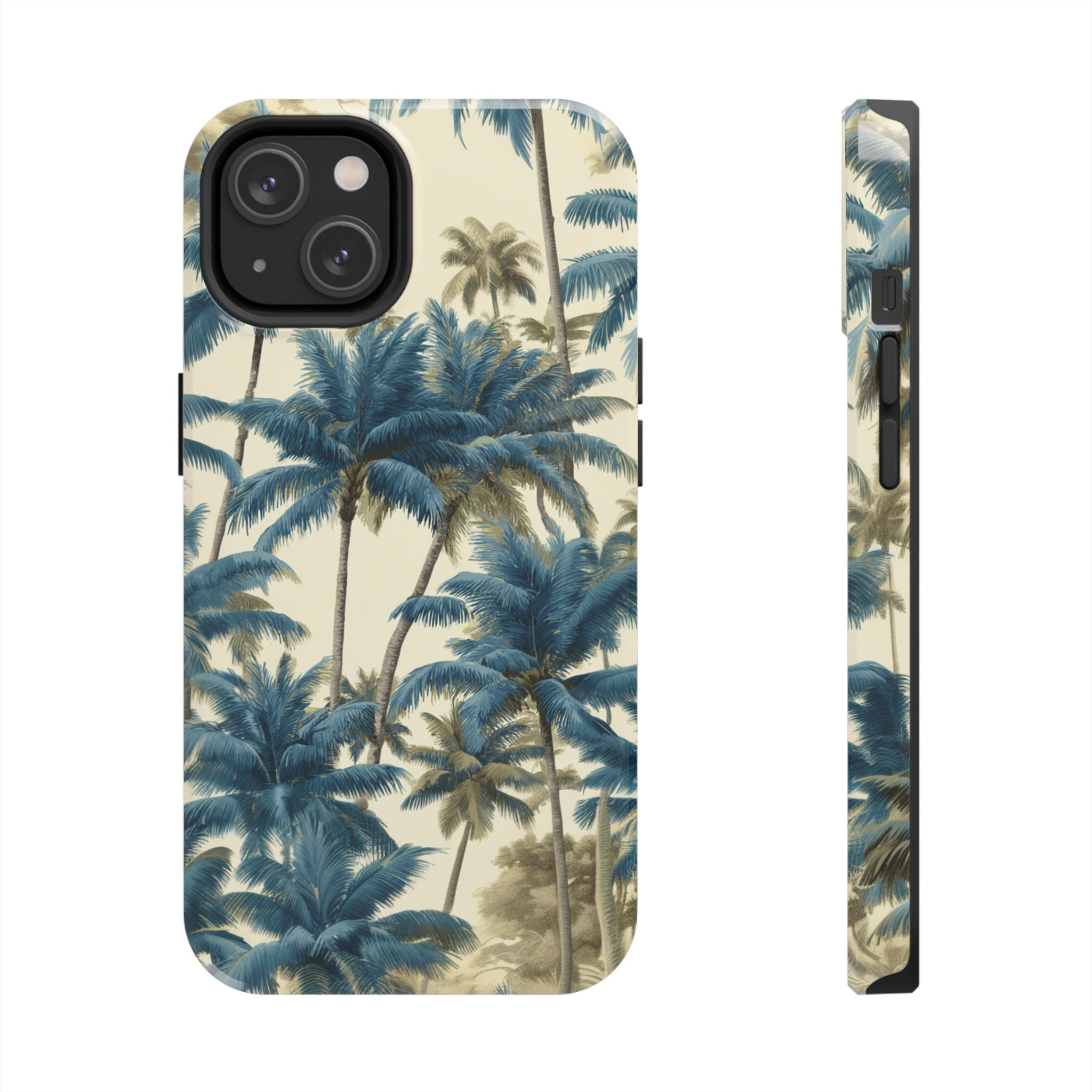 Blue Vintage Tropical Palm