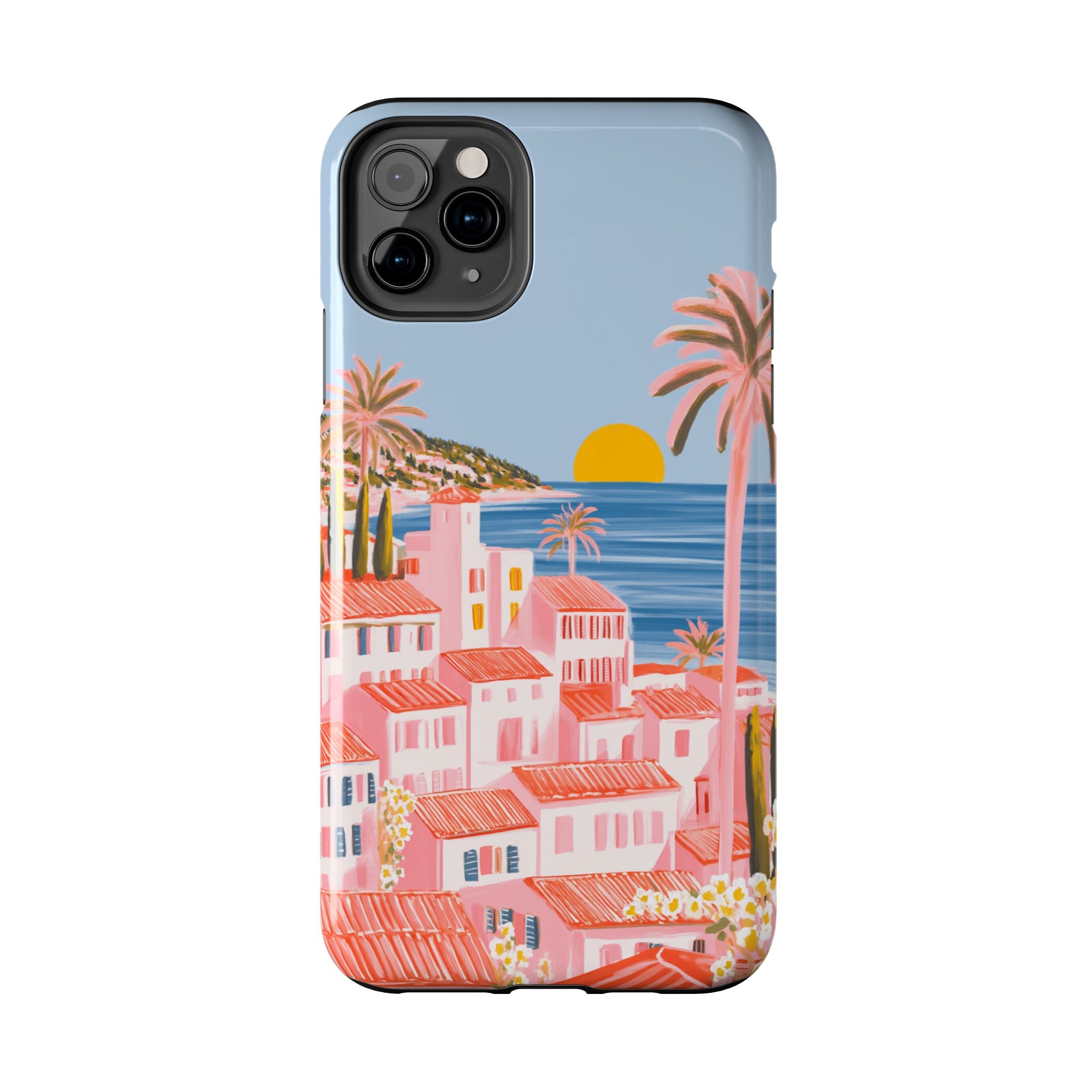 Pink Coastal Sunset Town
