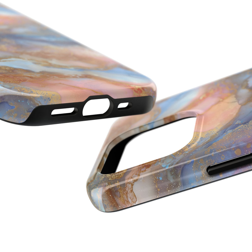 Rose Gold & Blue Abstract Marble