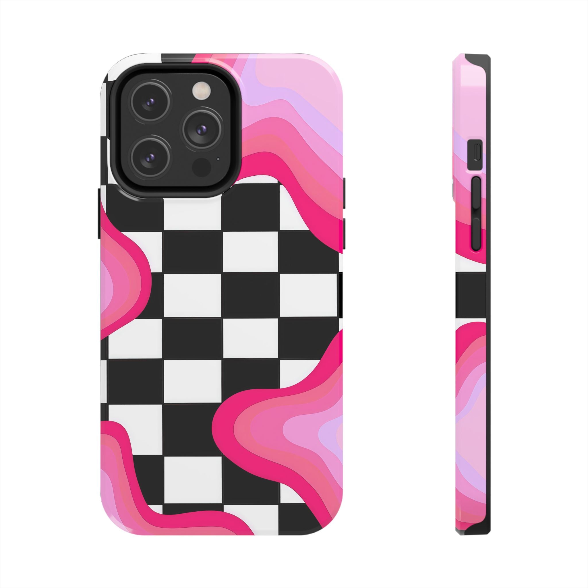 Checkered Pink Retro Wavy