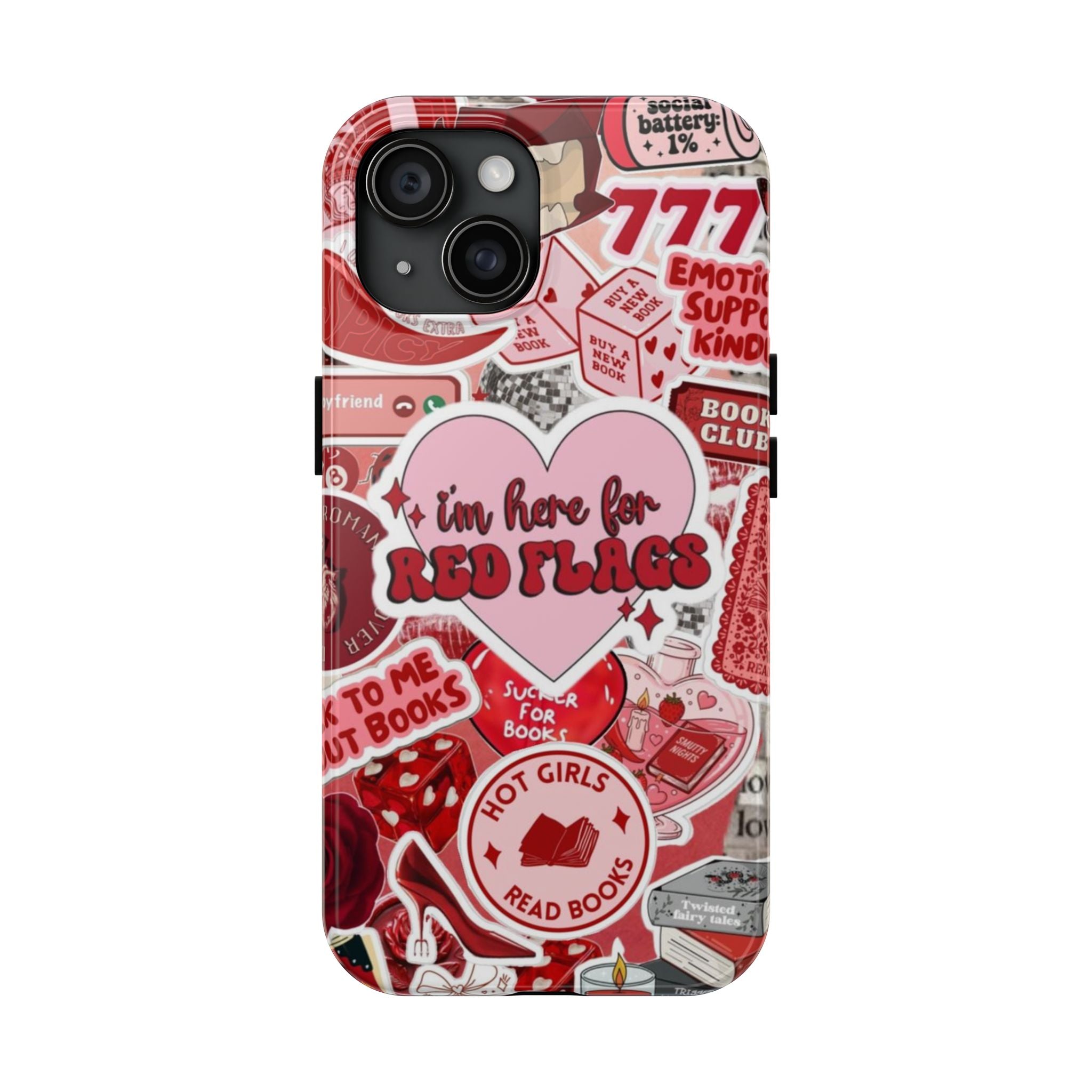 "I’m Here for Red Flags" Red Aesthetic Sticker Collage