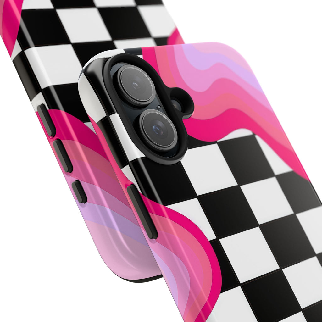 Checkered Pink Retro Wavy