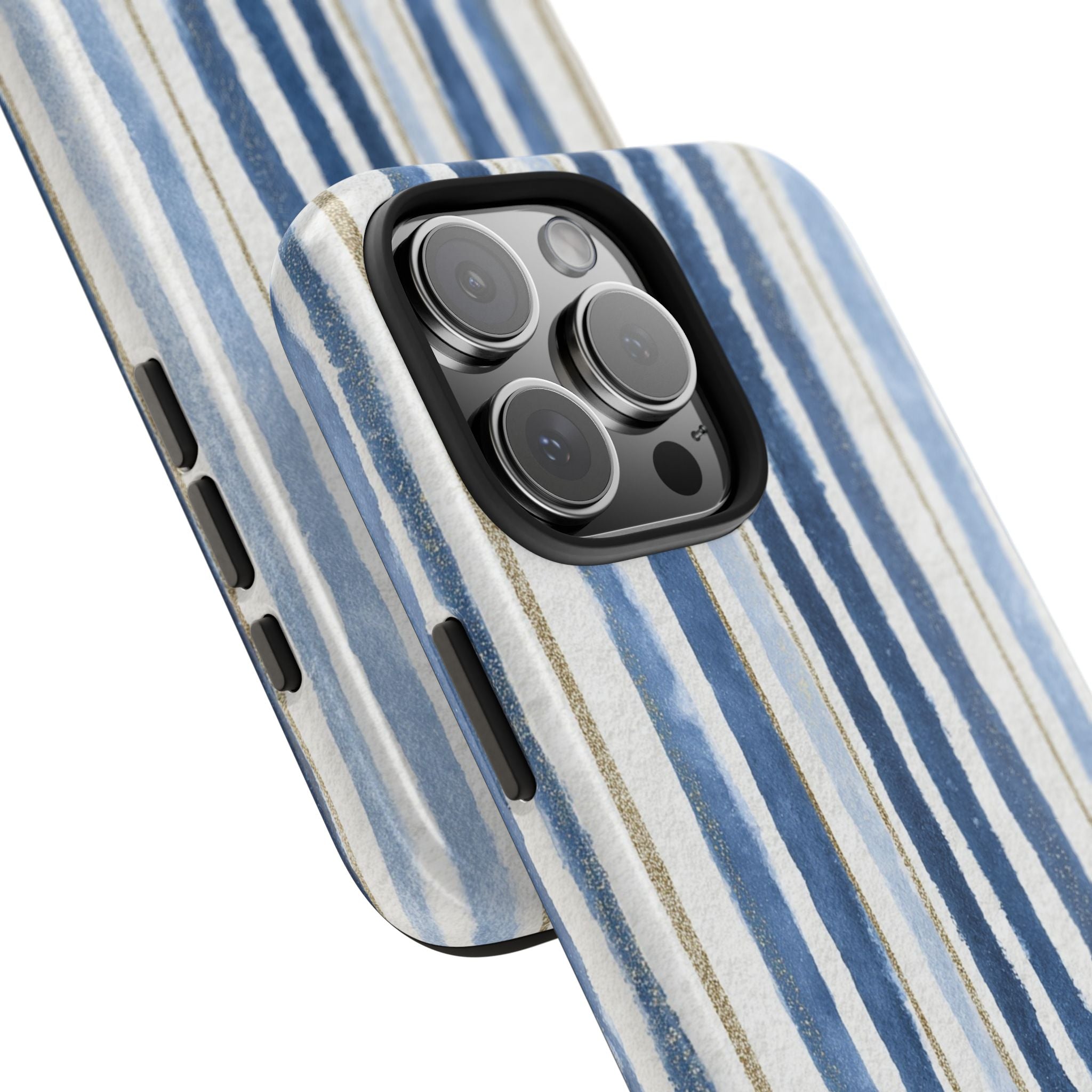 Blue Nautical Watercolor Vertical Stripes