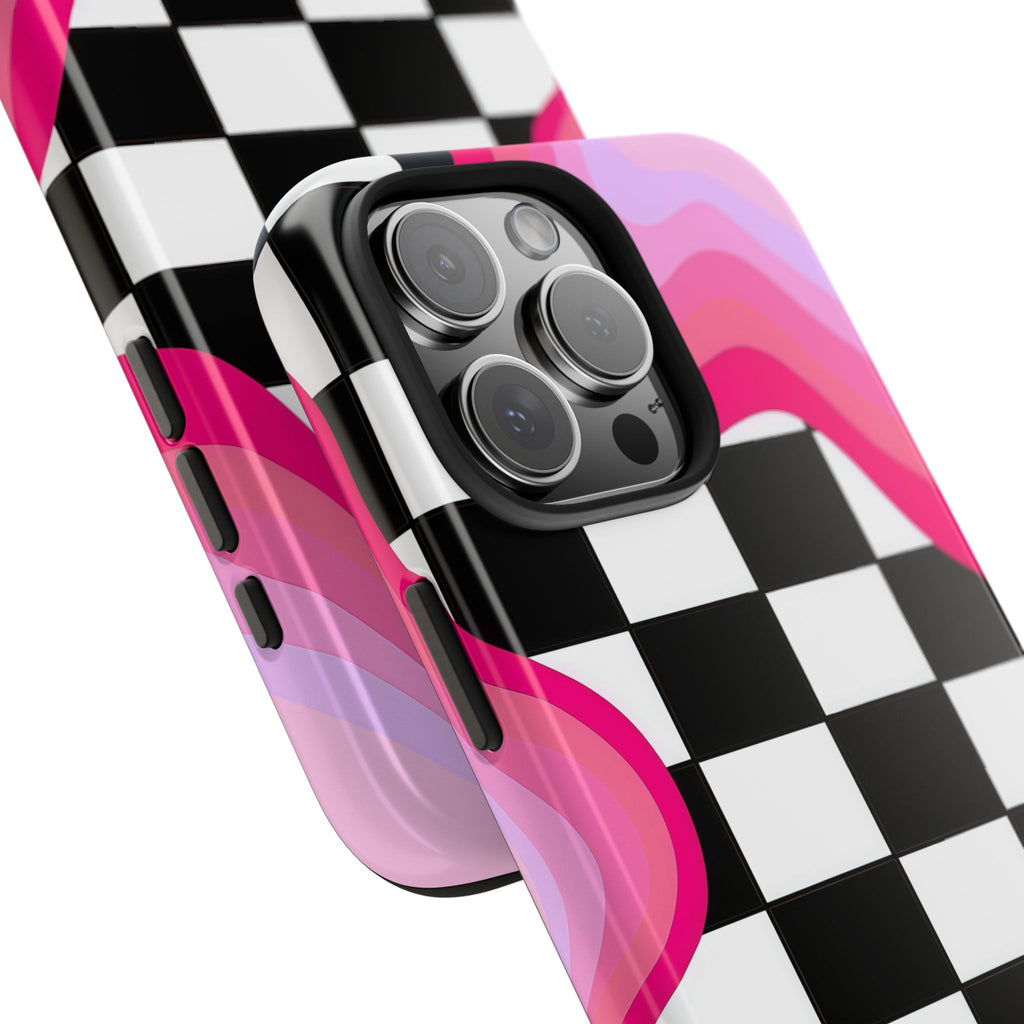 Checkered Pink Retro Wavy