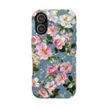 Vintage Pink Camellia on Blue
