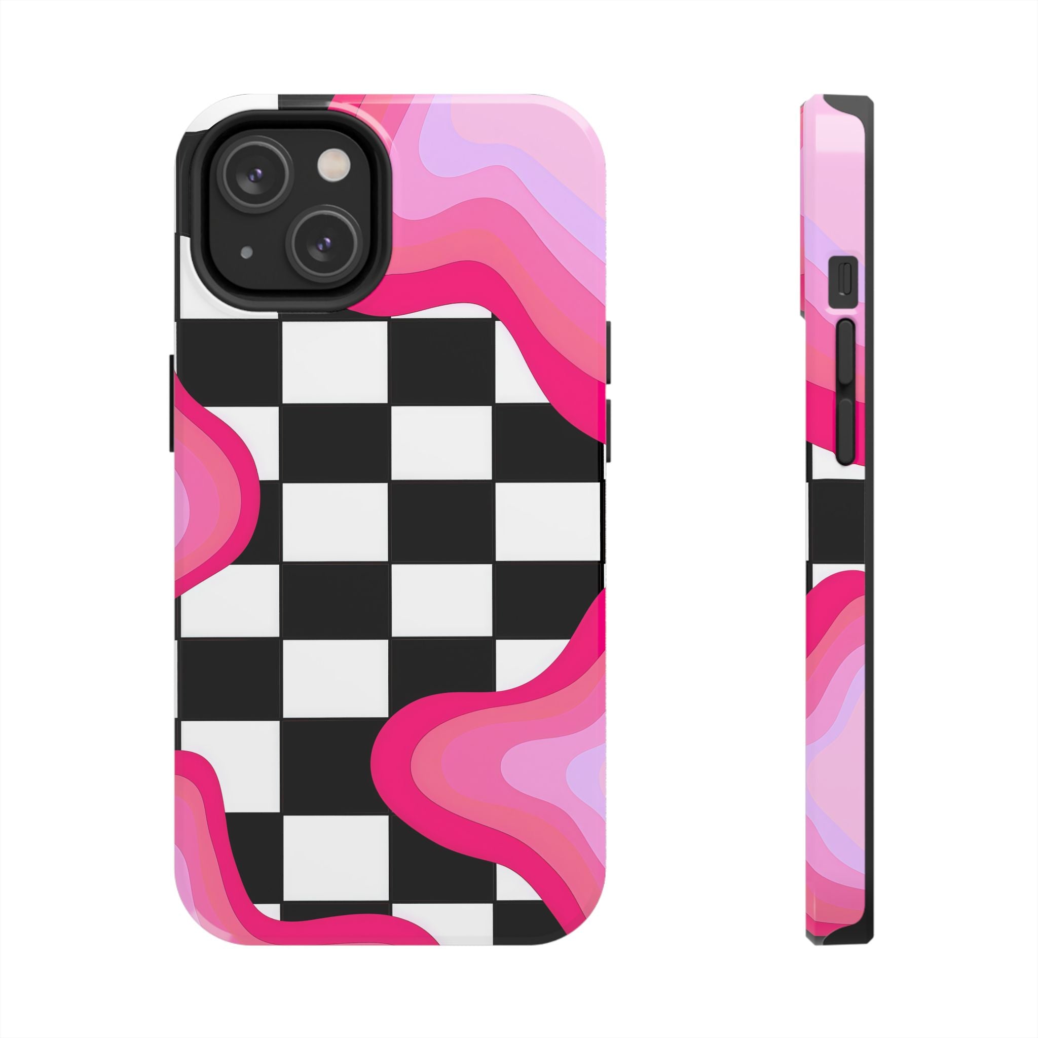 Checkered Pink Retro Wavy