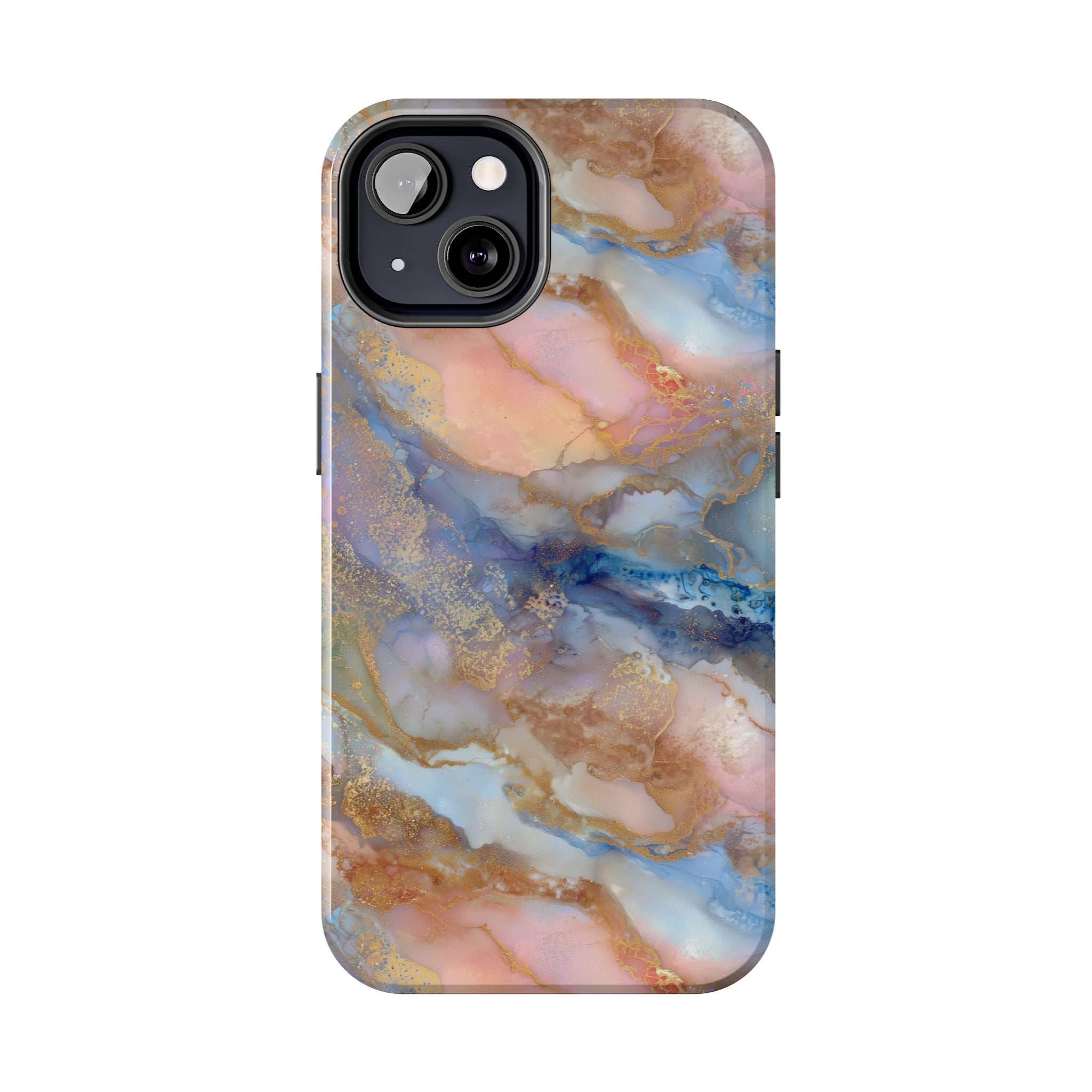 Rose Gold & Blue Abstract Marble