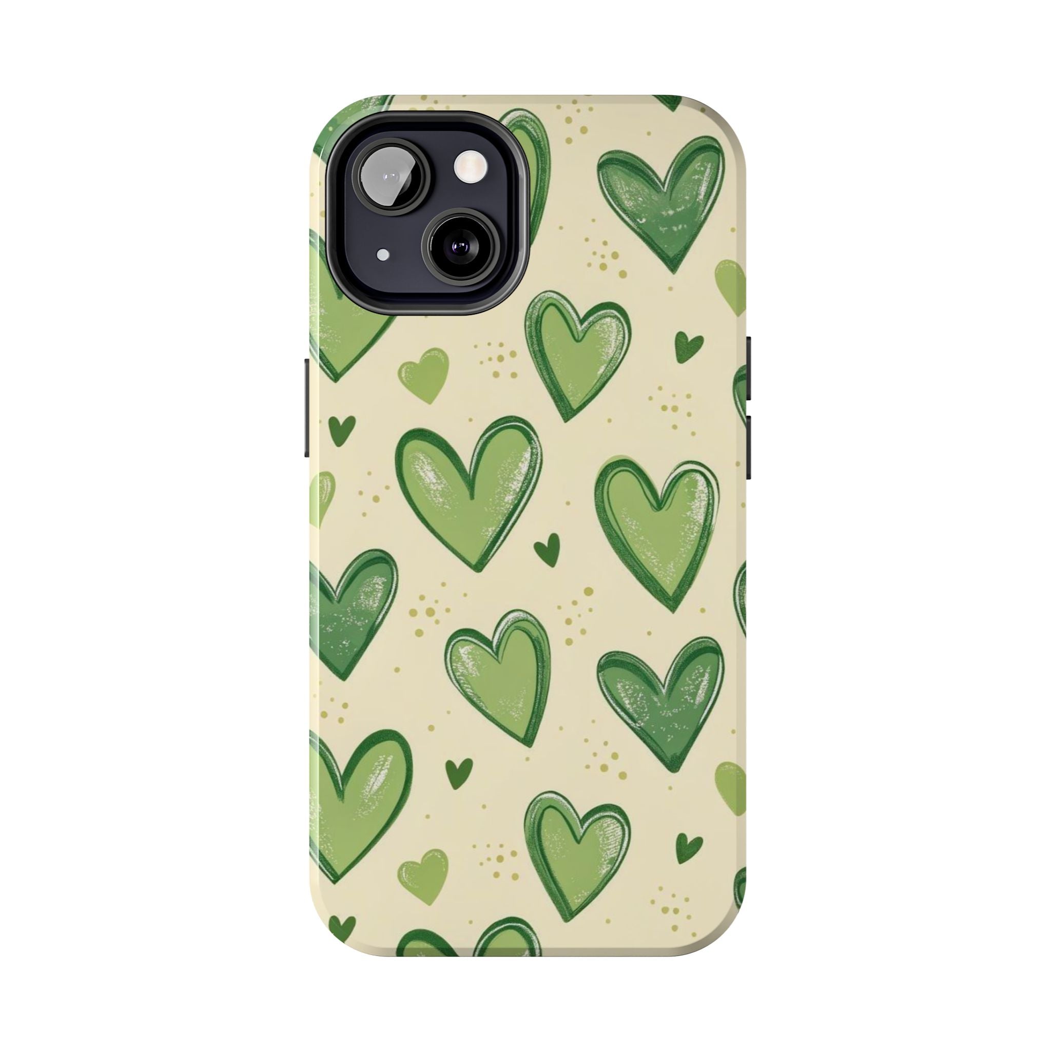 Cute Hand-Drawn Green Hearts