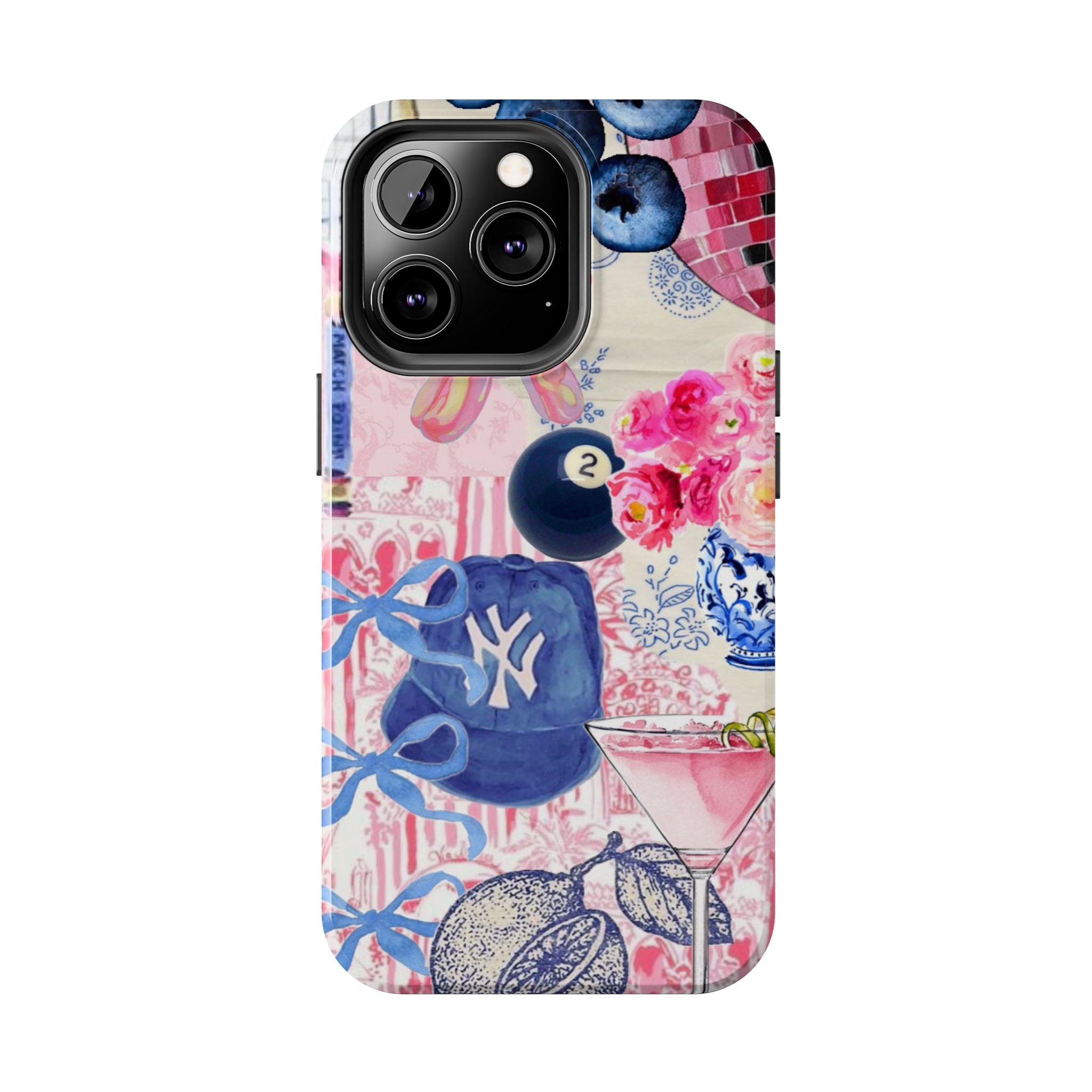 Pink Collage NY Cap, Martini & 8 Ball