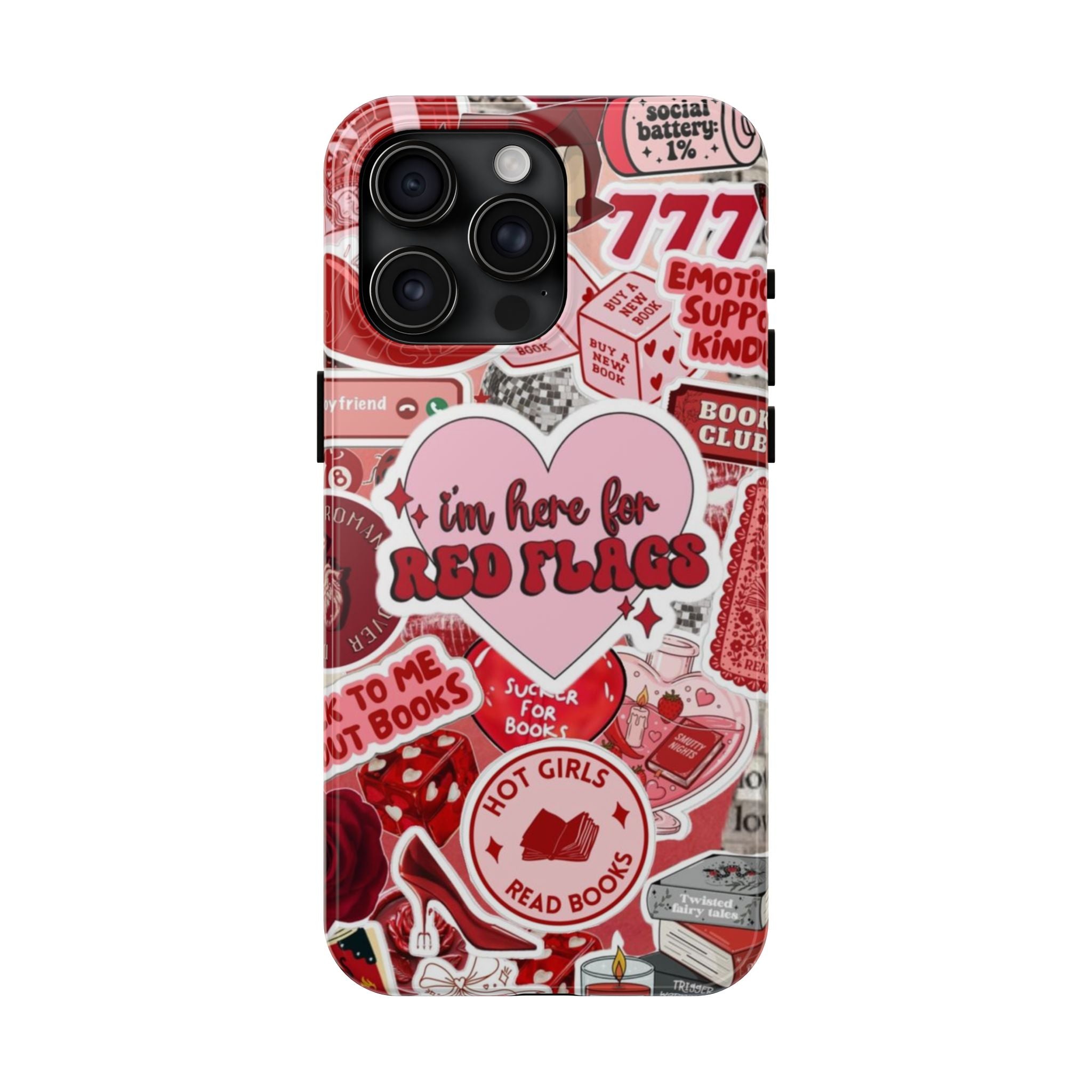 "I’m Here for Red Flags" Red Aesthetic Sticker Collage
