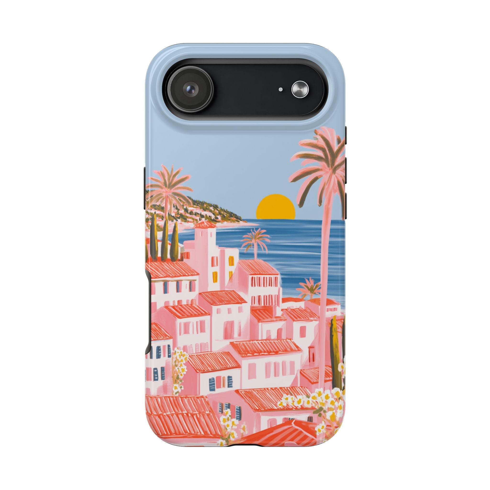 Pink Coastal Sunset Town