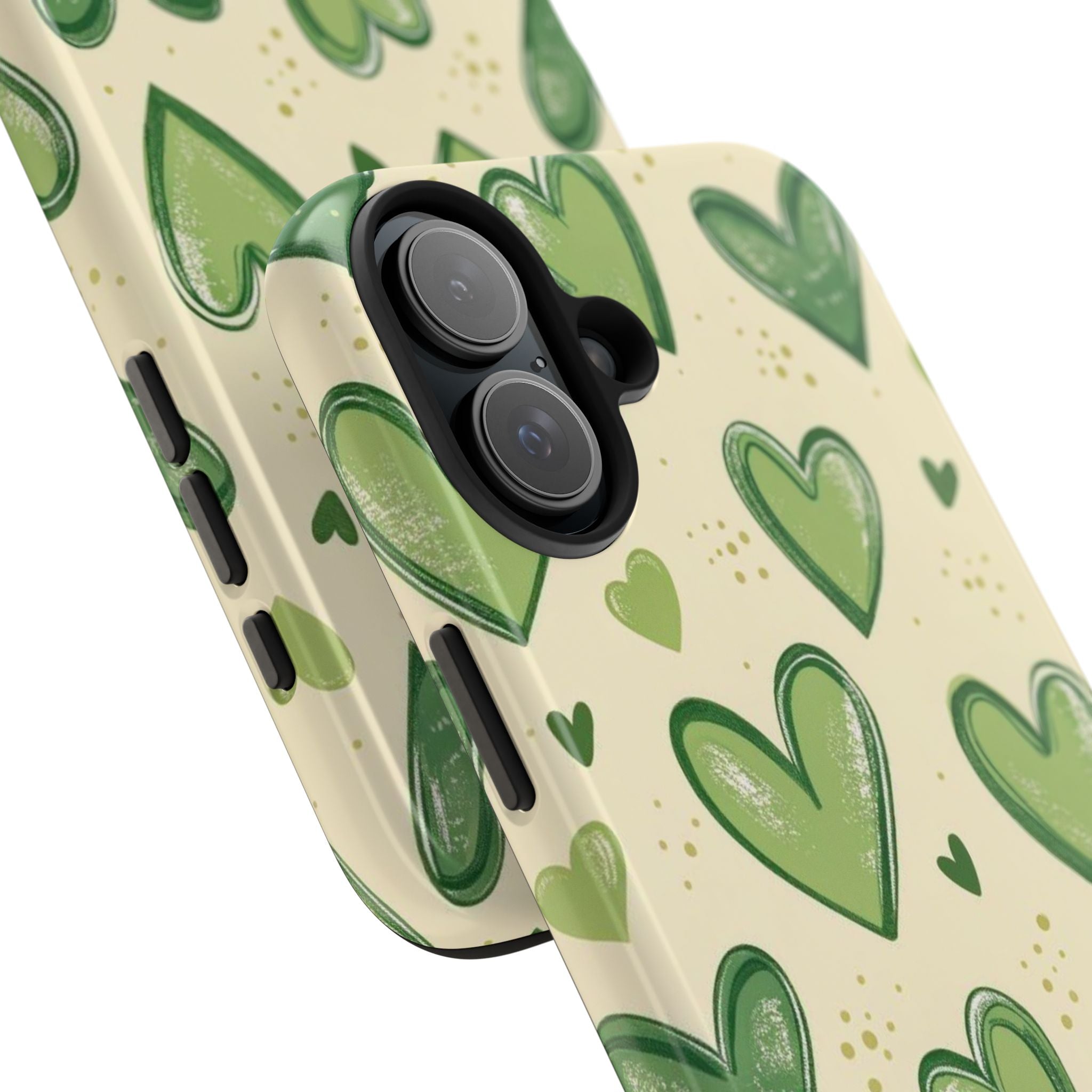 Cute Hand-Drawn Green Hearts