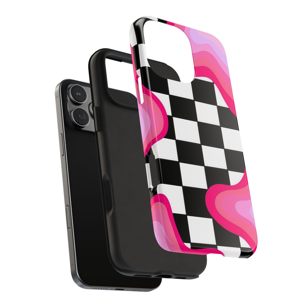 Checkered Pink Retro Wavy