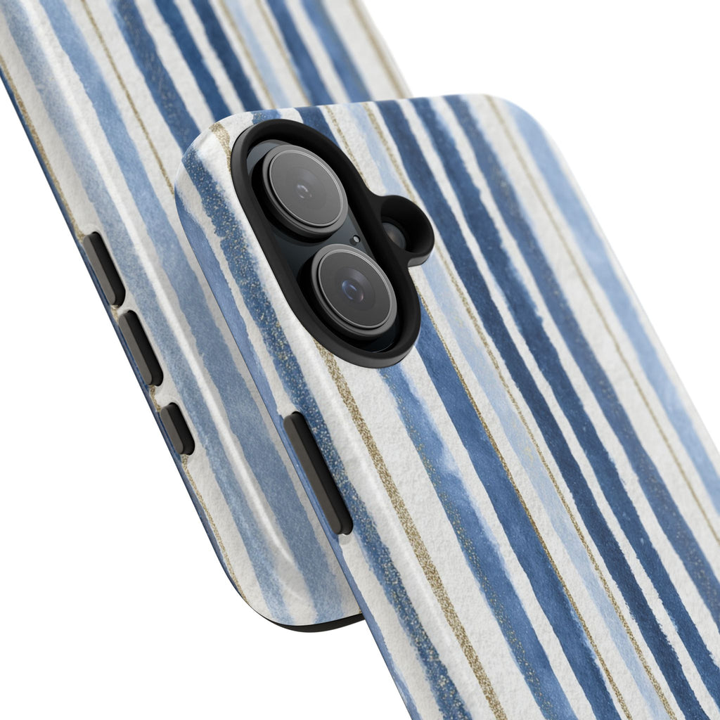 Blue Nautical Watercolor Vertical Stripes