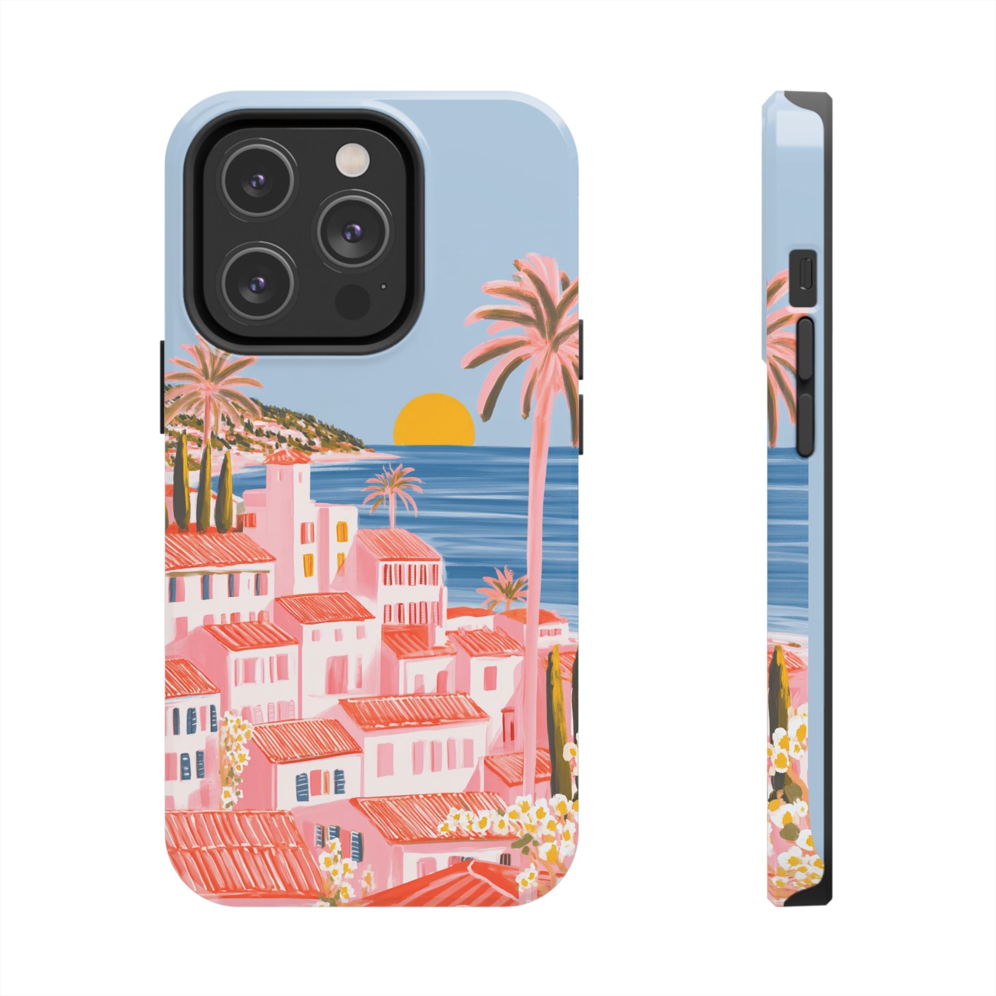 Pink Coastal Sunset Town