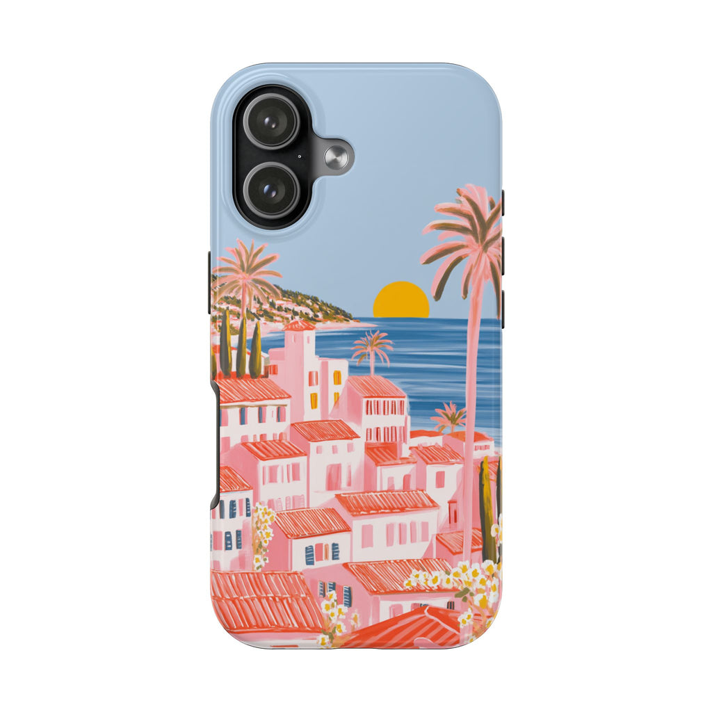 Pink Coastal Sunset Town