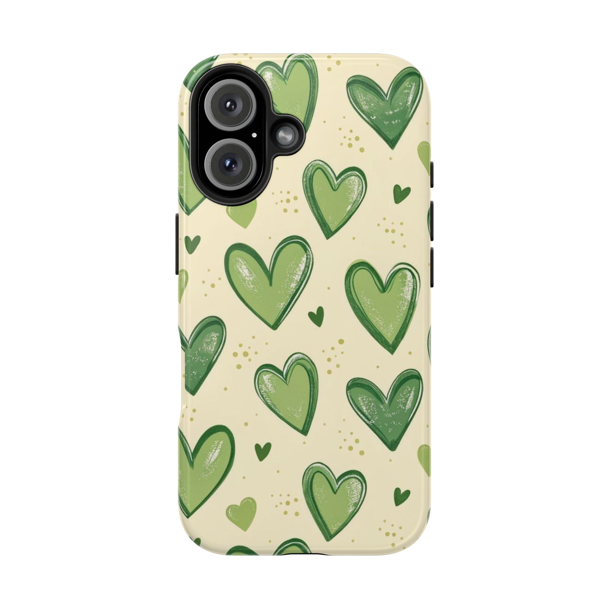 Cute Hand-Drawn Green Hearts