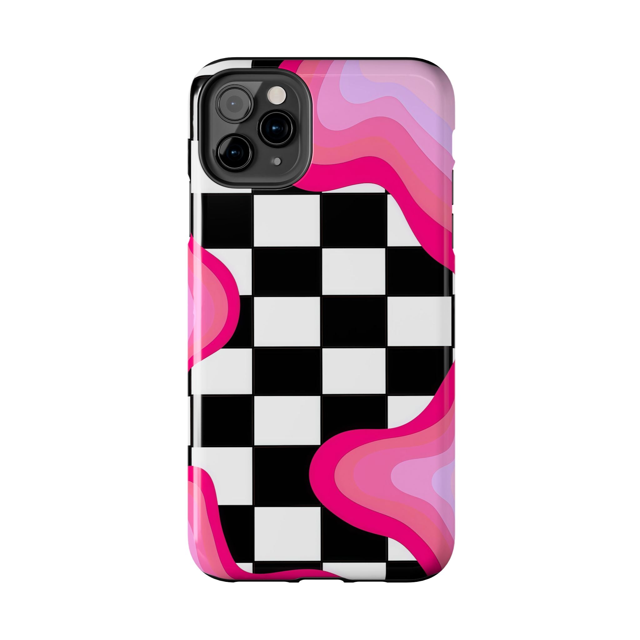 Checkered Pink Retro Wavy