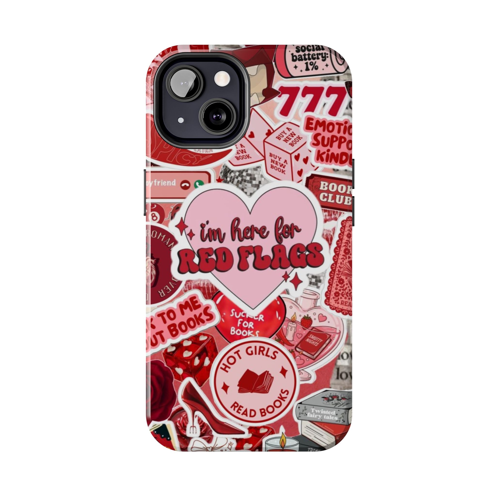 "I’m Here for Red Flags" Red Aesthetic Sticker Collage