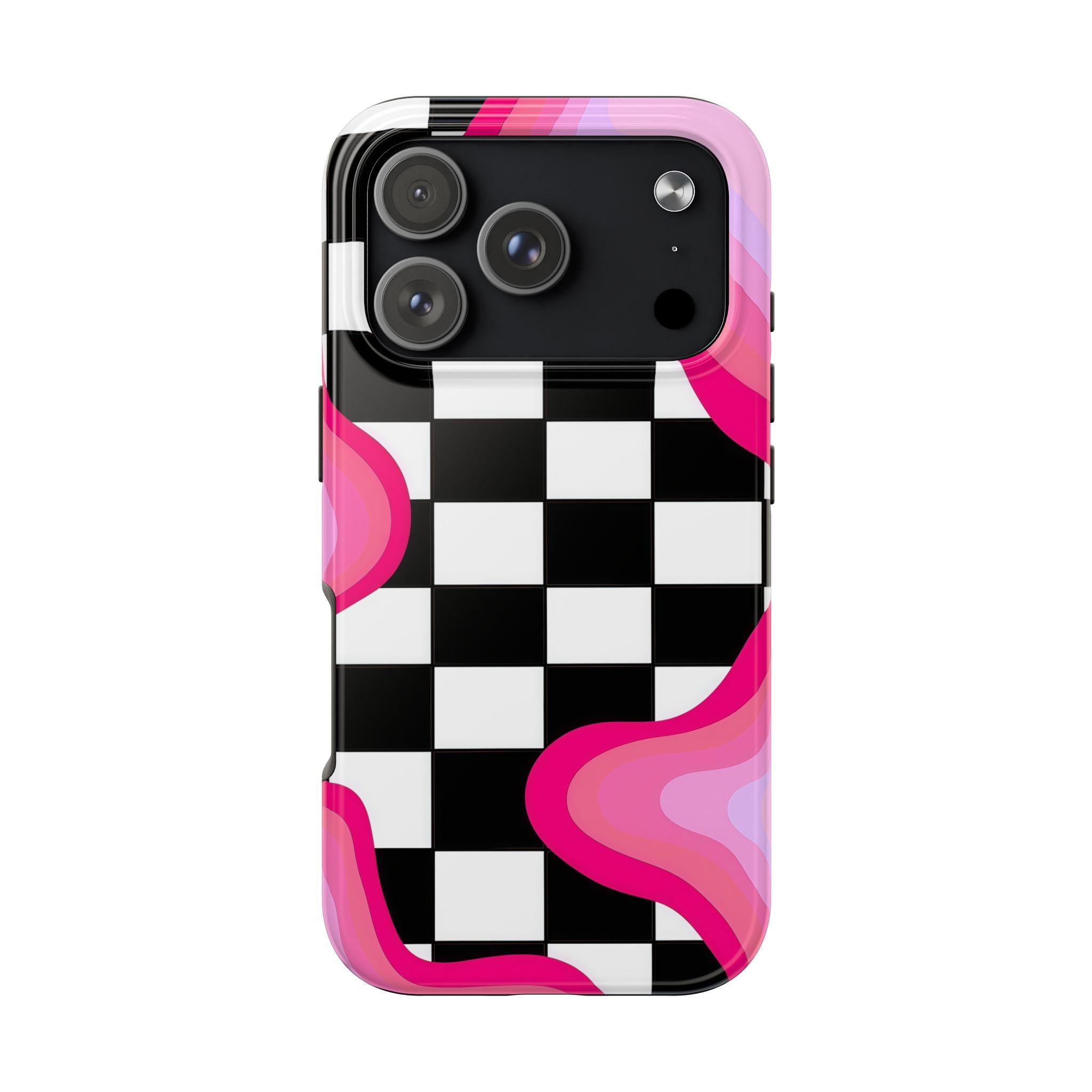 Checkered Pink Retro Wavy
