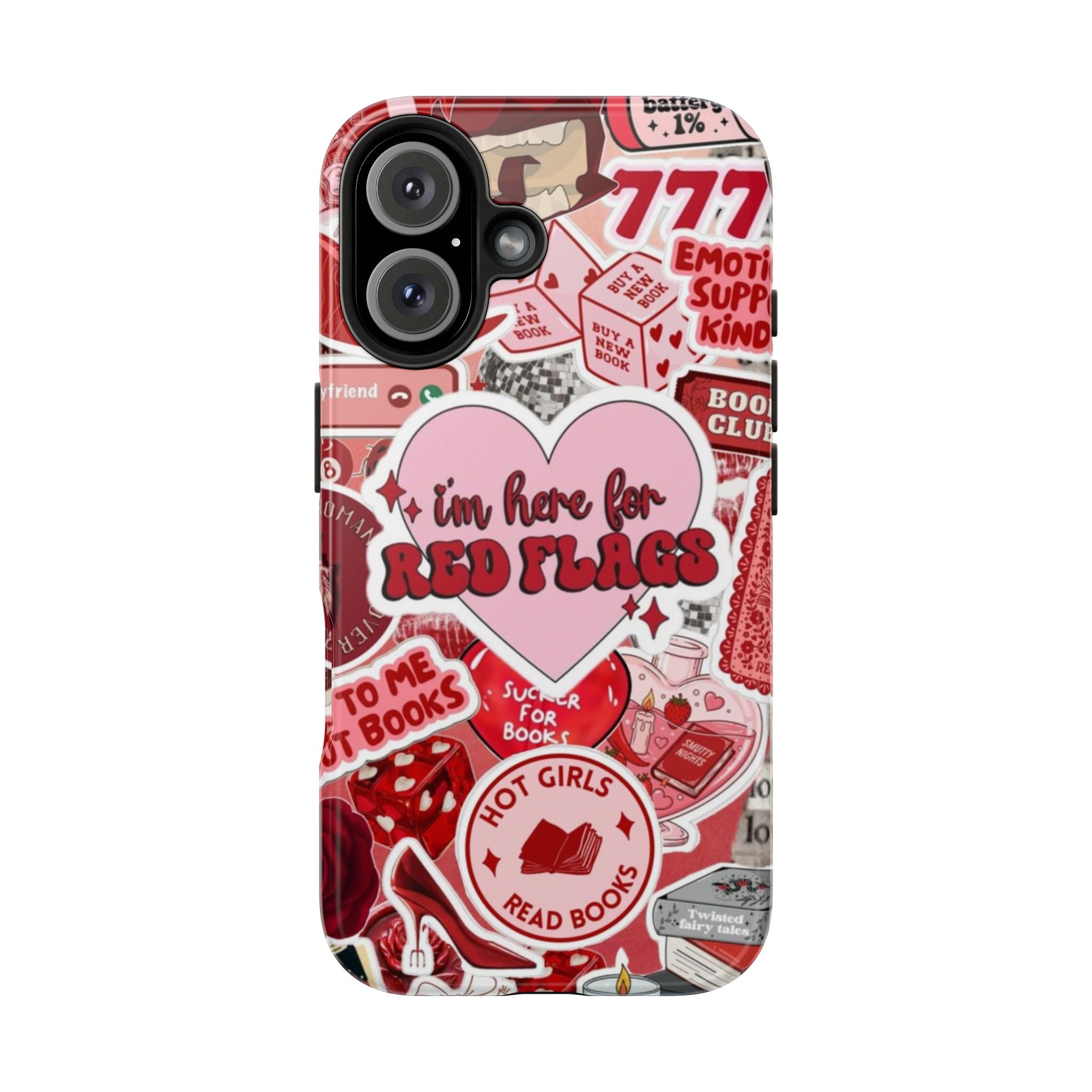 "I’m Here for Red Flags" Red Aesthetic Sticker Collage