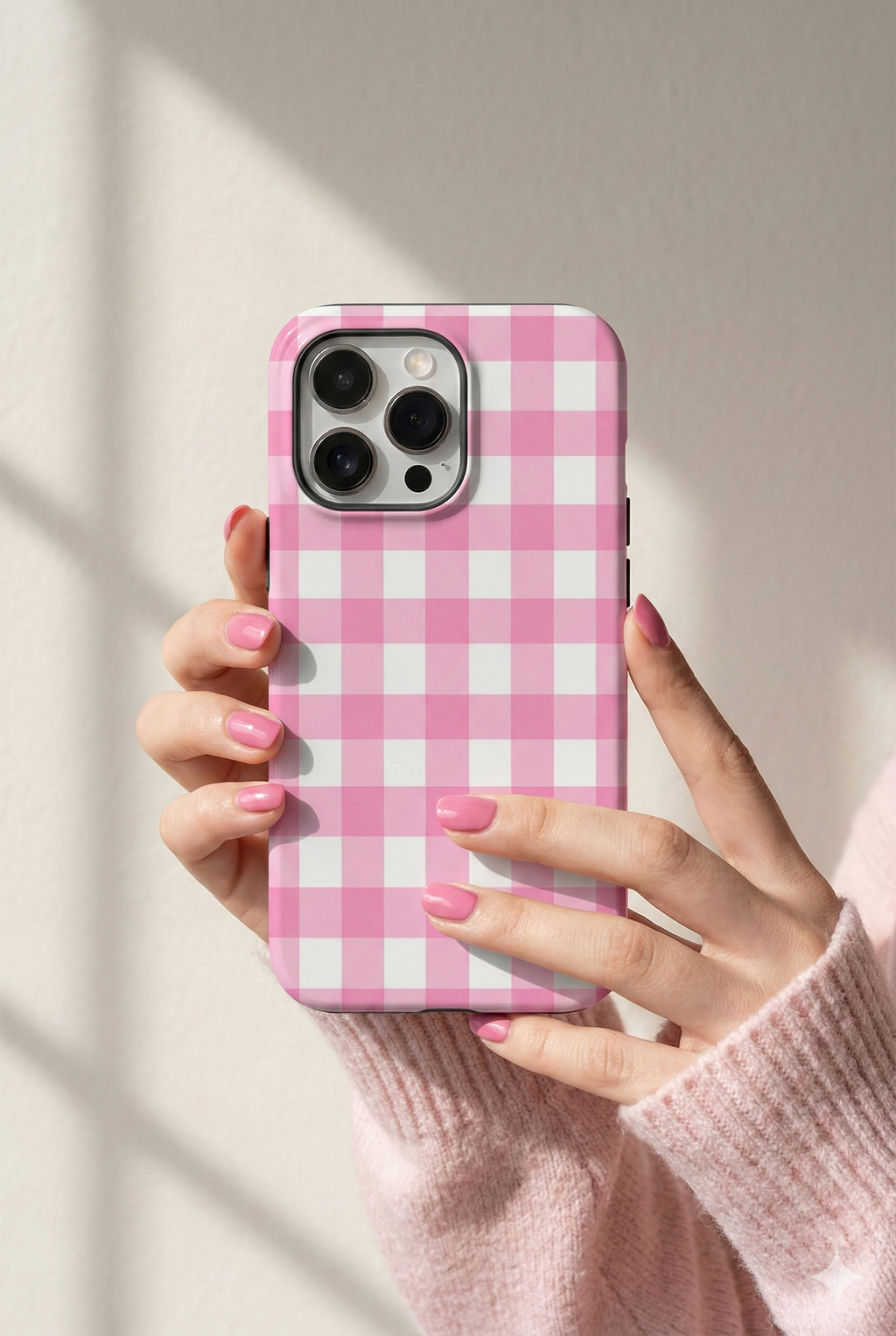 Pink Gingham Checked Pattern