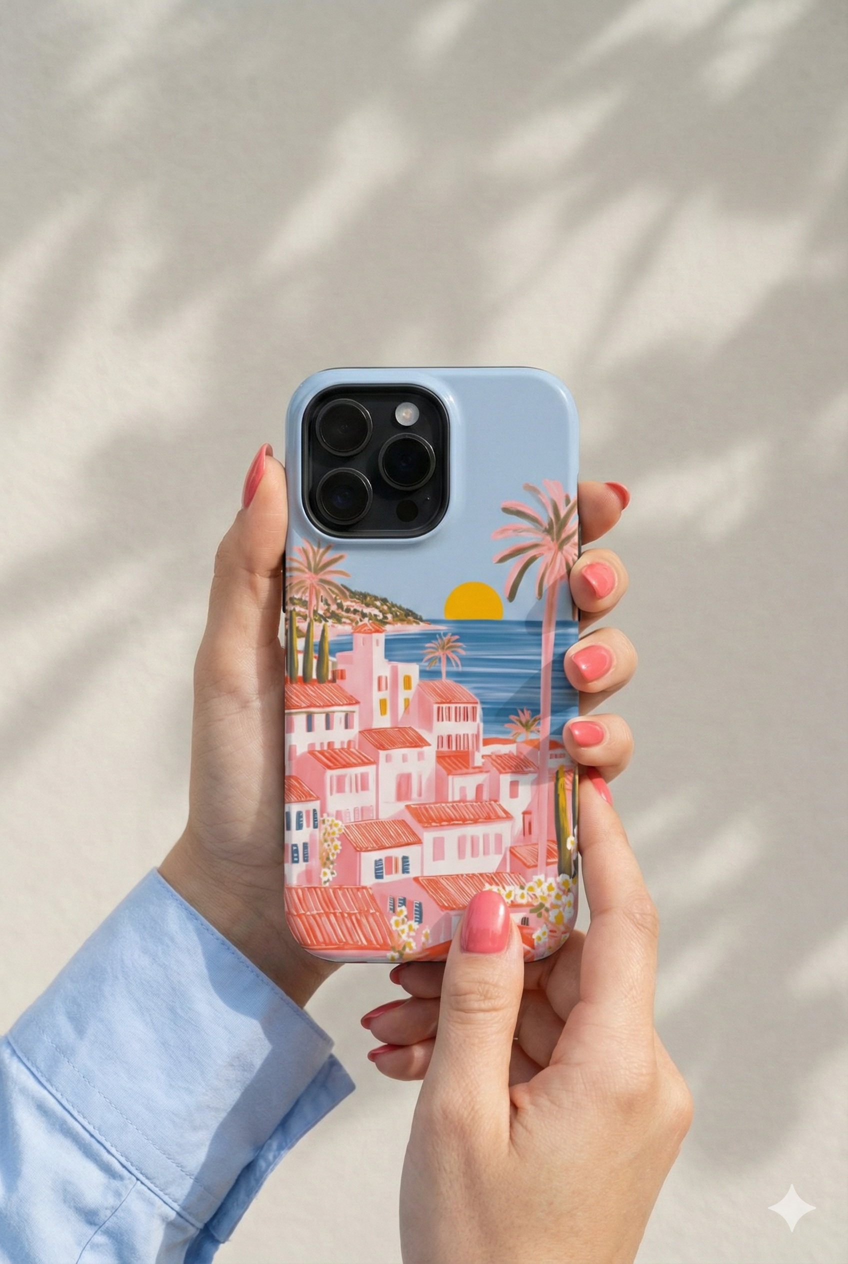 Pink Coastal Sunset Town