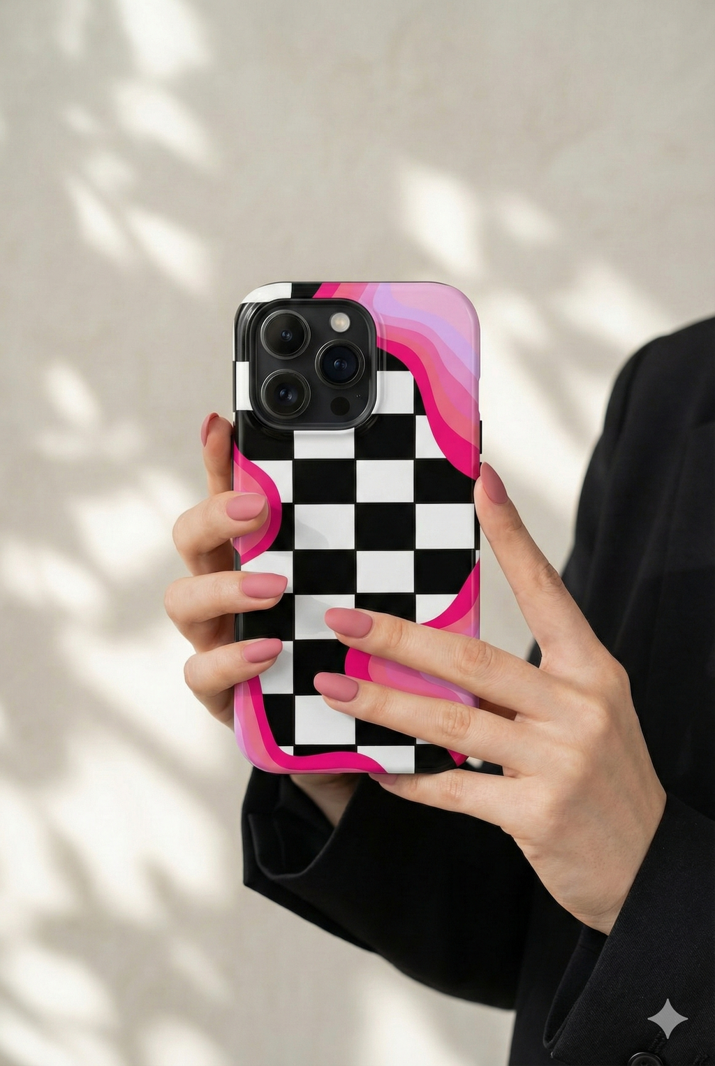 Checkered Pink Retro Wavy