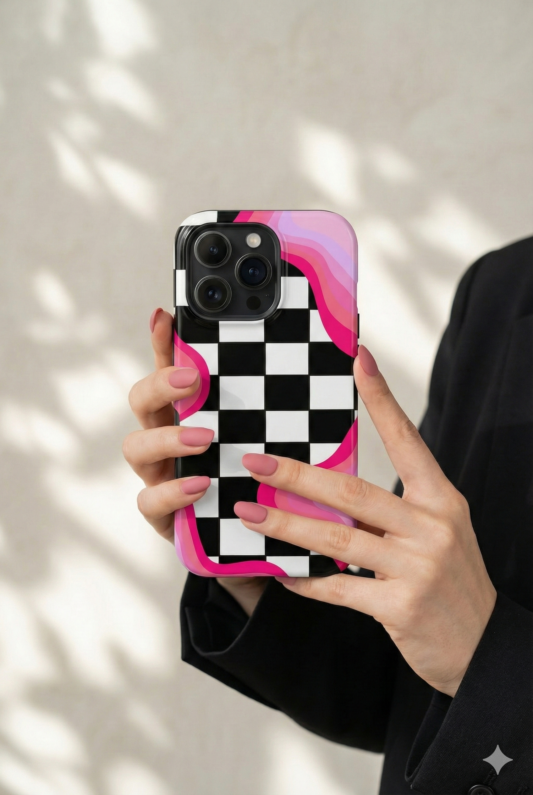 Checkered Pink Retro Wavy