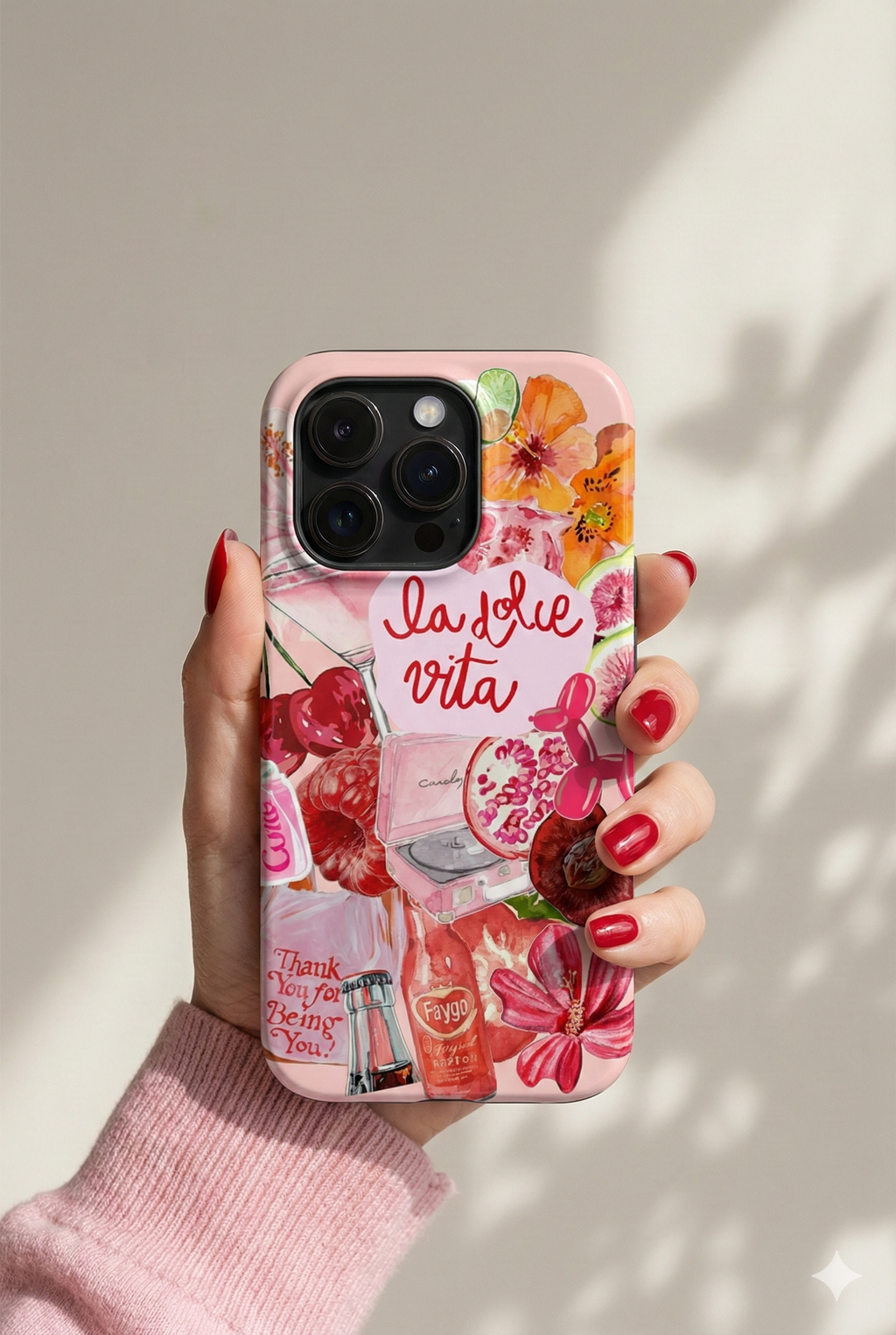 'La Dolce Vita' Pink Floral Collage