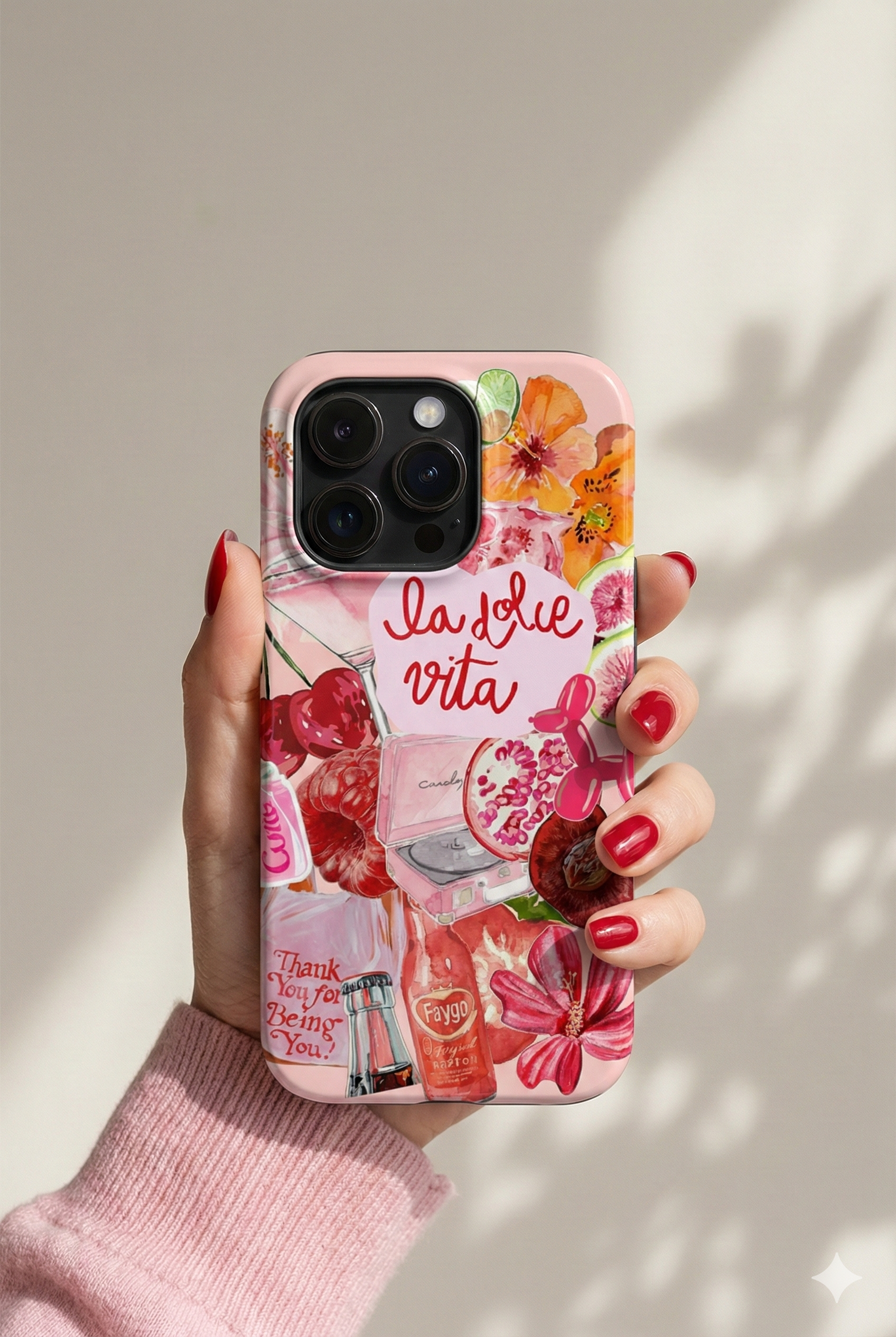 'La Dolce Vita' Pink Floral Collage