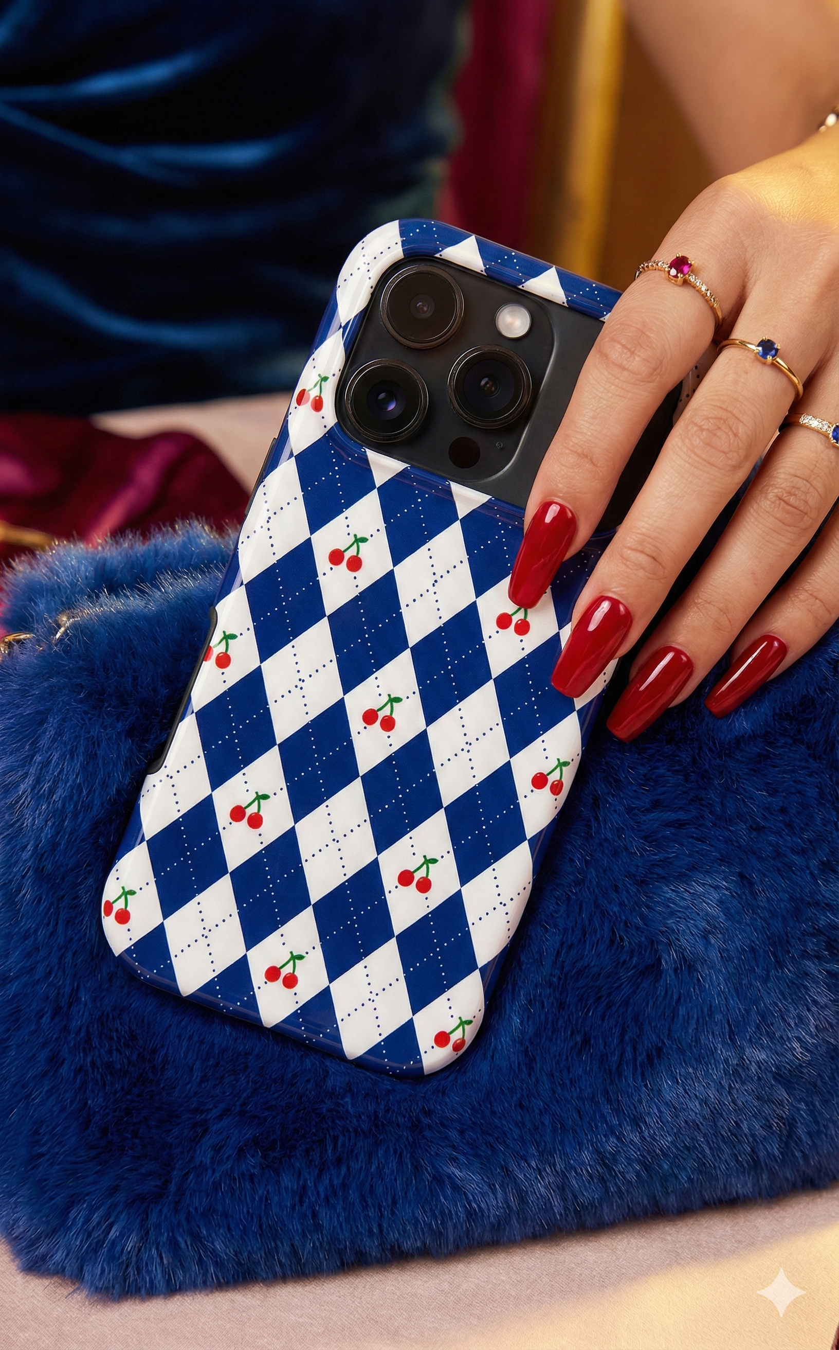 Cherry Argyle Blue Diamond