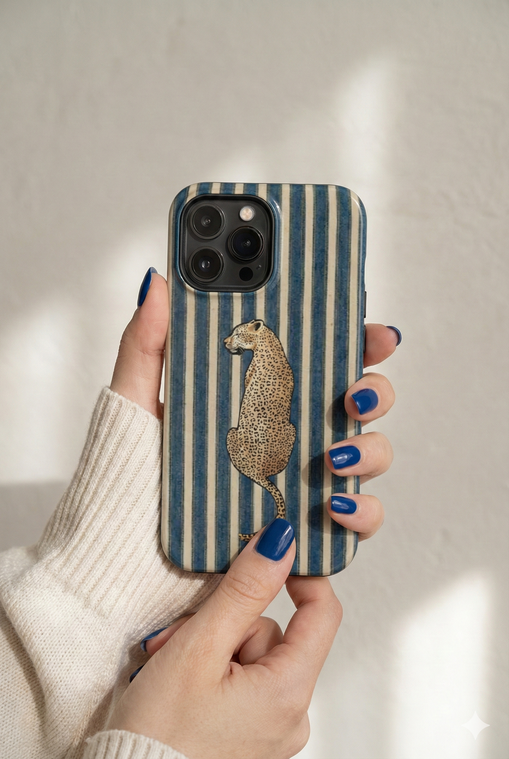 Leopard Vintage Blue Stripe