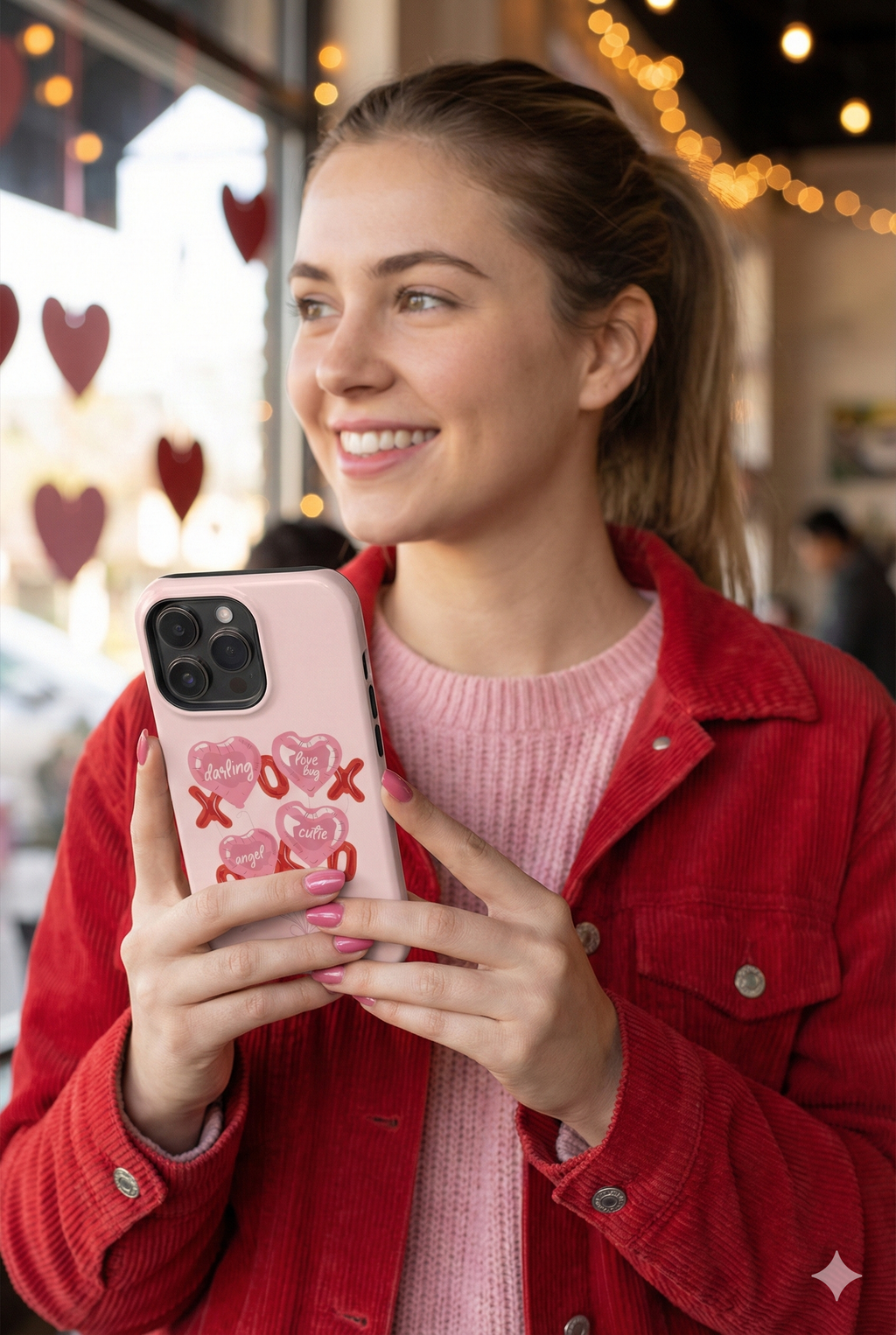 Pink Heart Balloon "darling, love bug, angel, cutie"