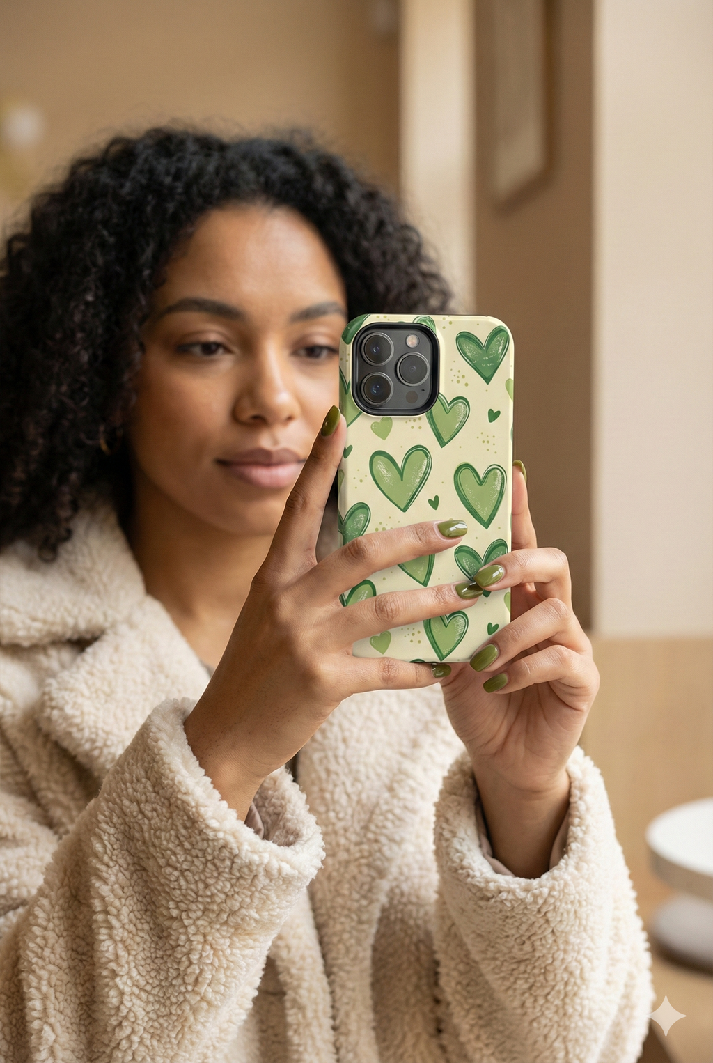 Cute Hand-Drawn Green Hearts