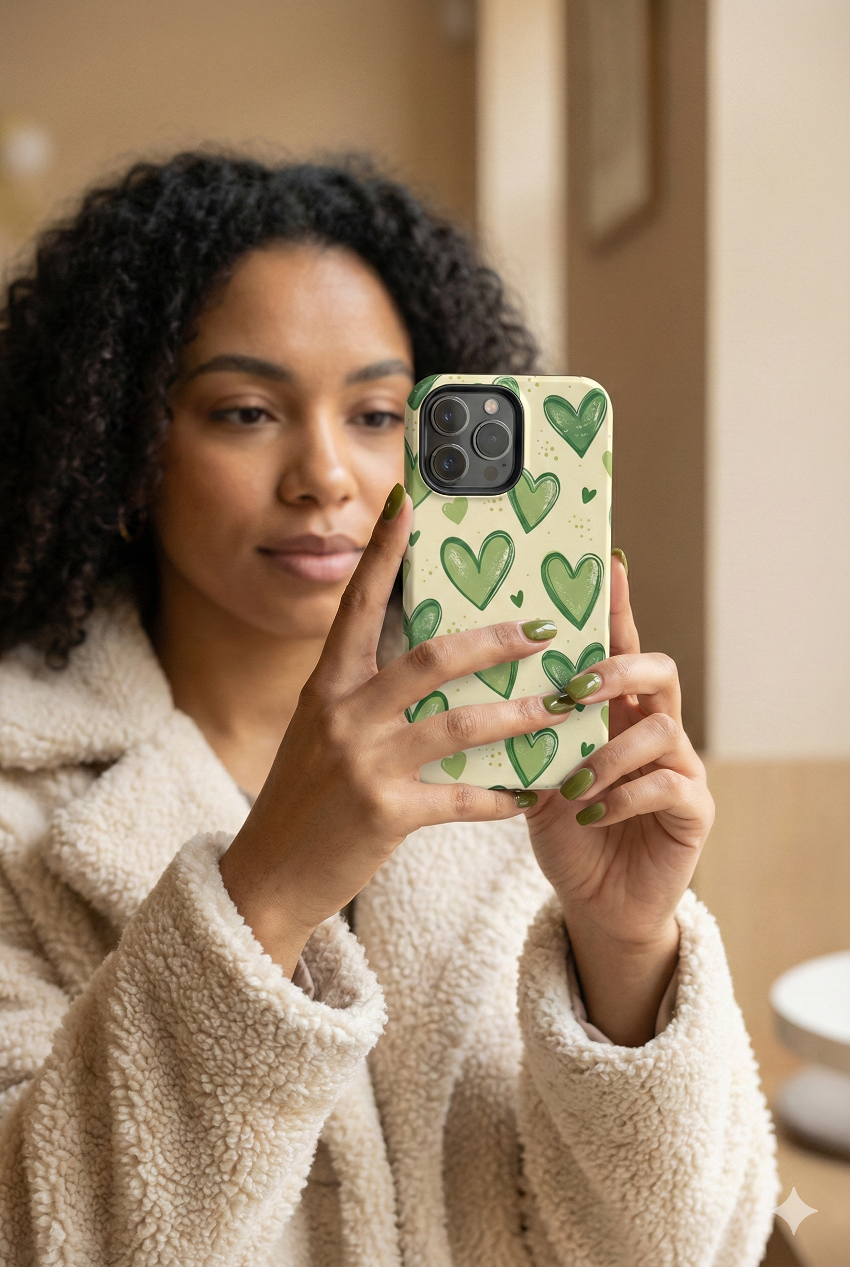 Cute Hand-Drawn Green Hearts