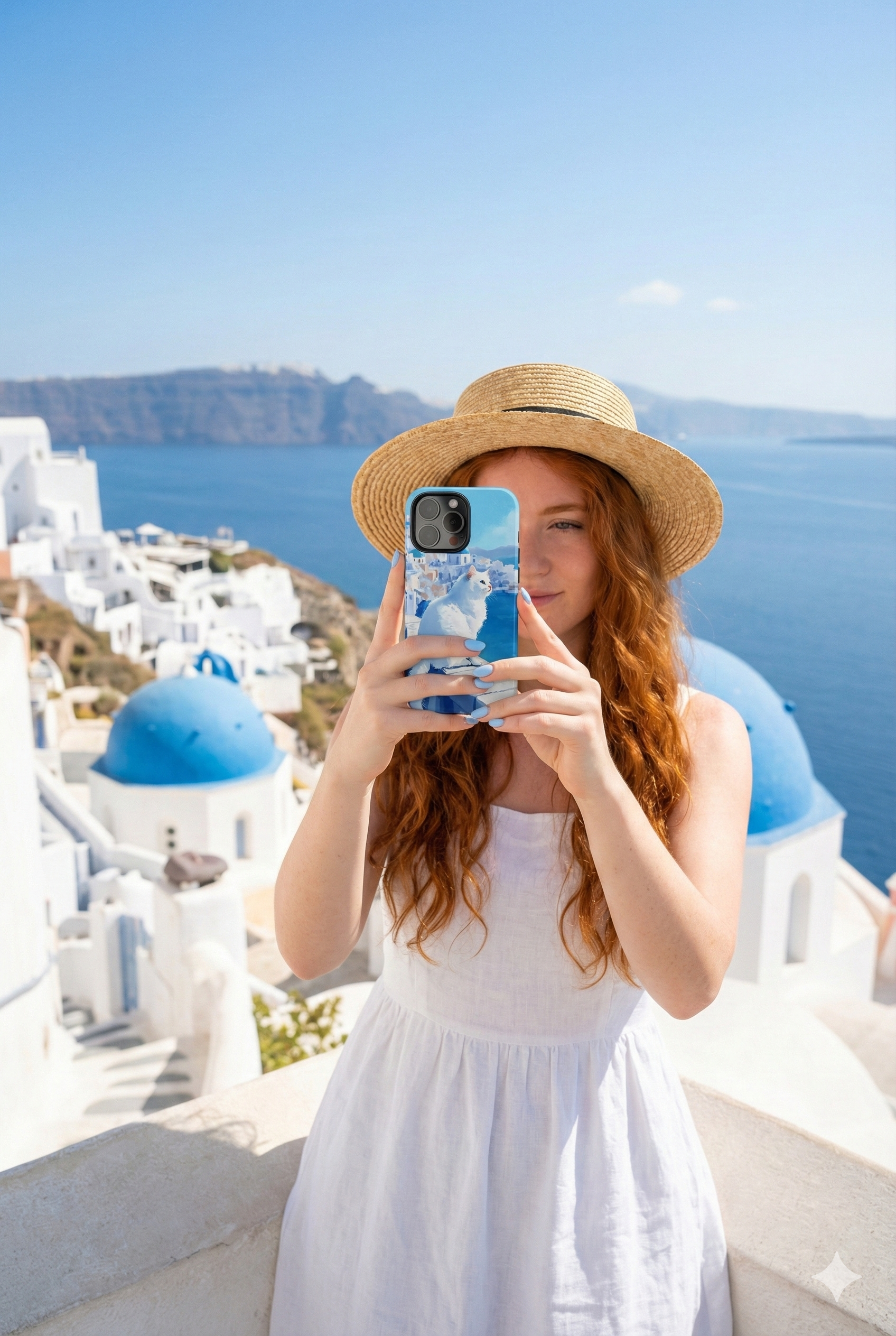 White Cat in Santorini